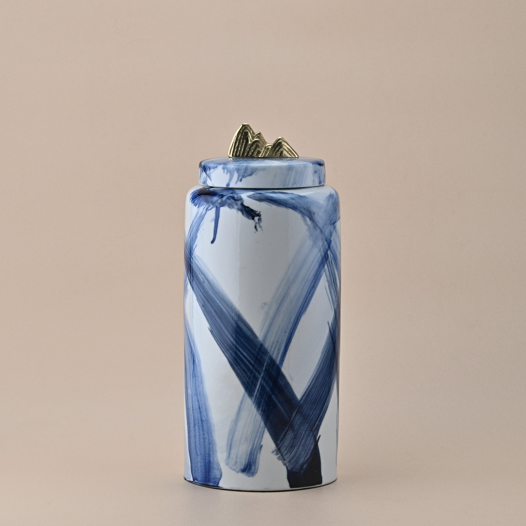 JAR WITH LID PAINTED PORCELAIN SMALL