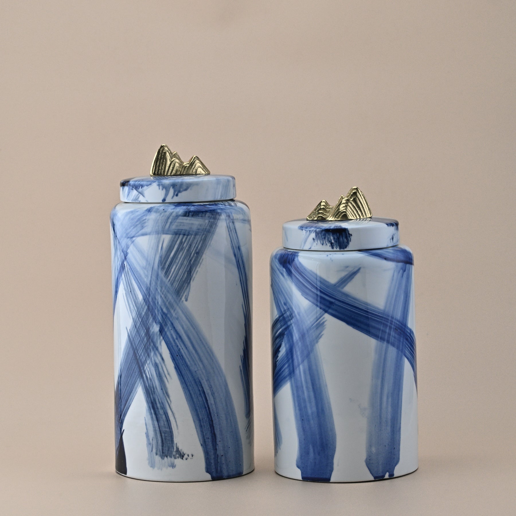 JAR WITH LID PAINTED PORCELAIN SMALL