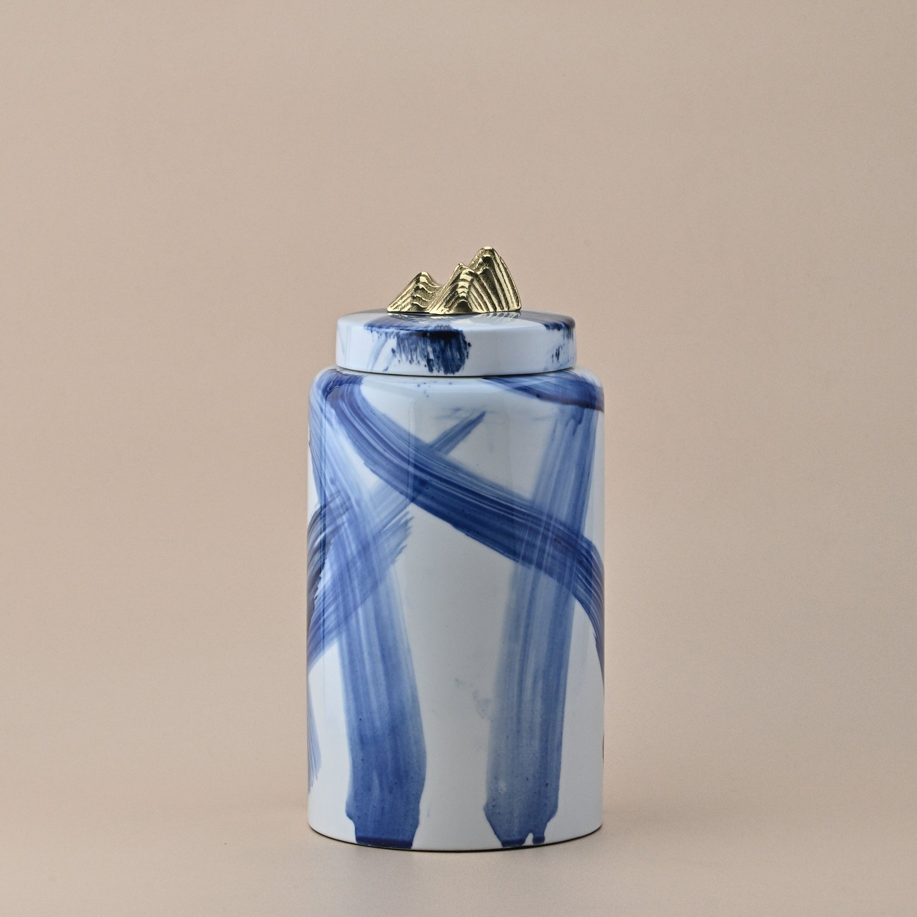JAR WITH LID PAINTED PORCELAIN SMALL
