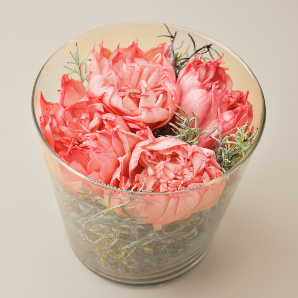 Artificial Pink Rose Bouquet in Glass Vase – Elegant Floral Tabletop Decor for Home & Office