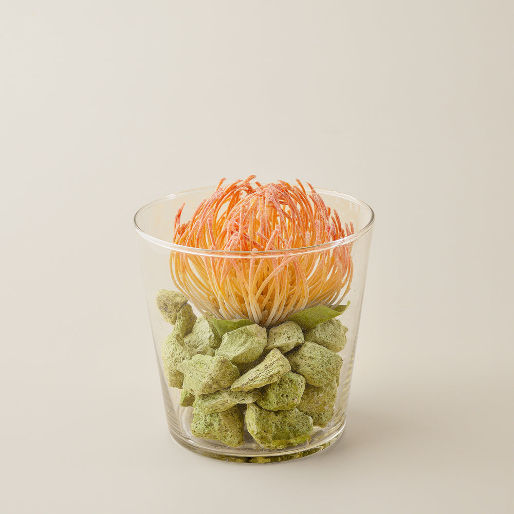 Elegant Artificial Flower Decor in Glass Vase with Green Pebbles