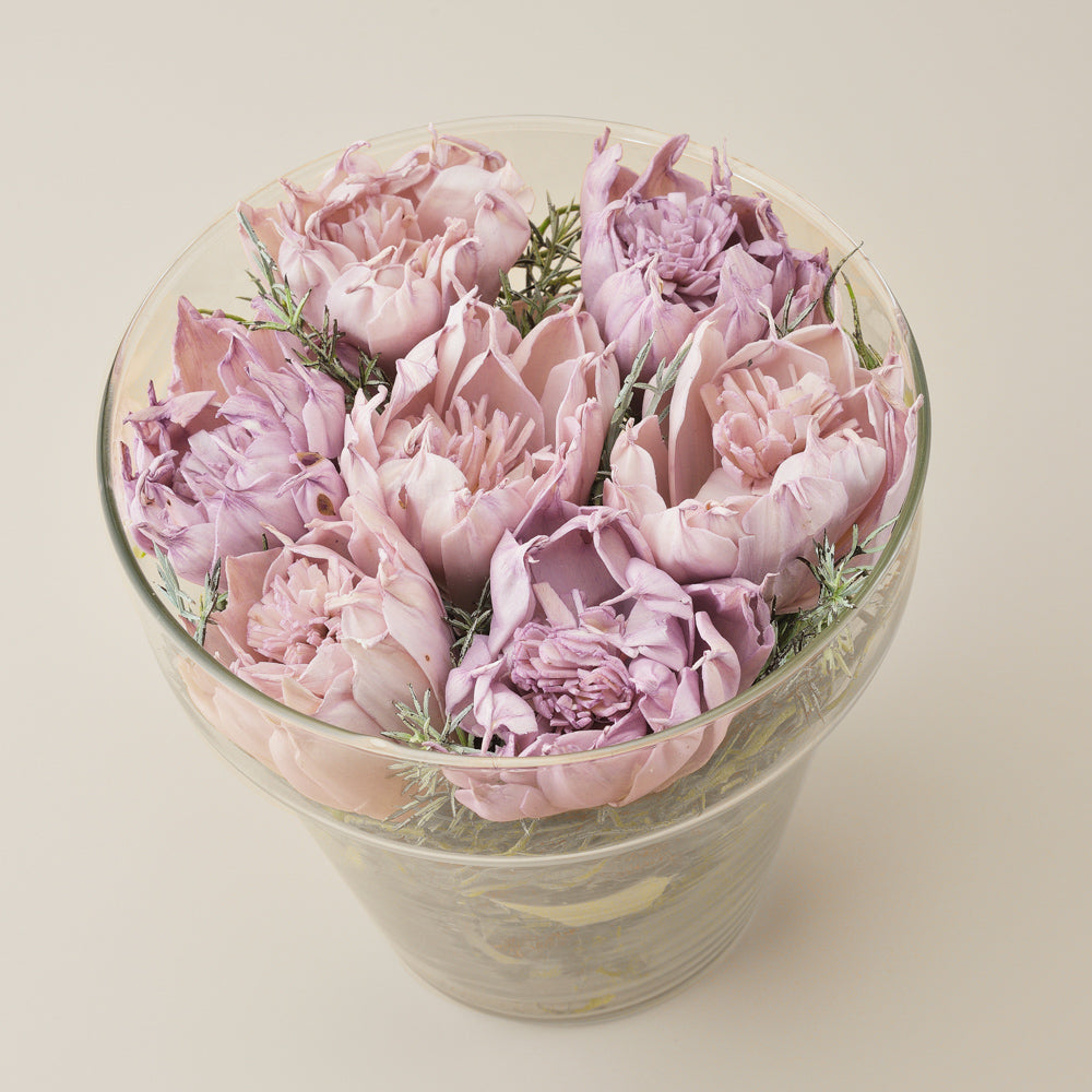 Artificial Lavender Bouquet in Glass Vase – Elegant Floral Tabletop Decor for Home & Office