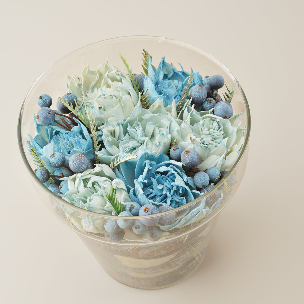 Artificial Lavender Bouquet in Glass Vase – Elegant Floral Tabletop Decor for Home & Office