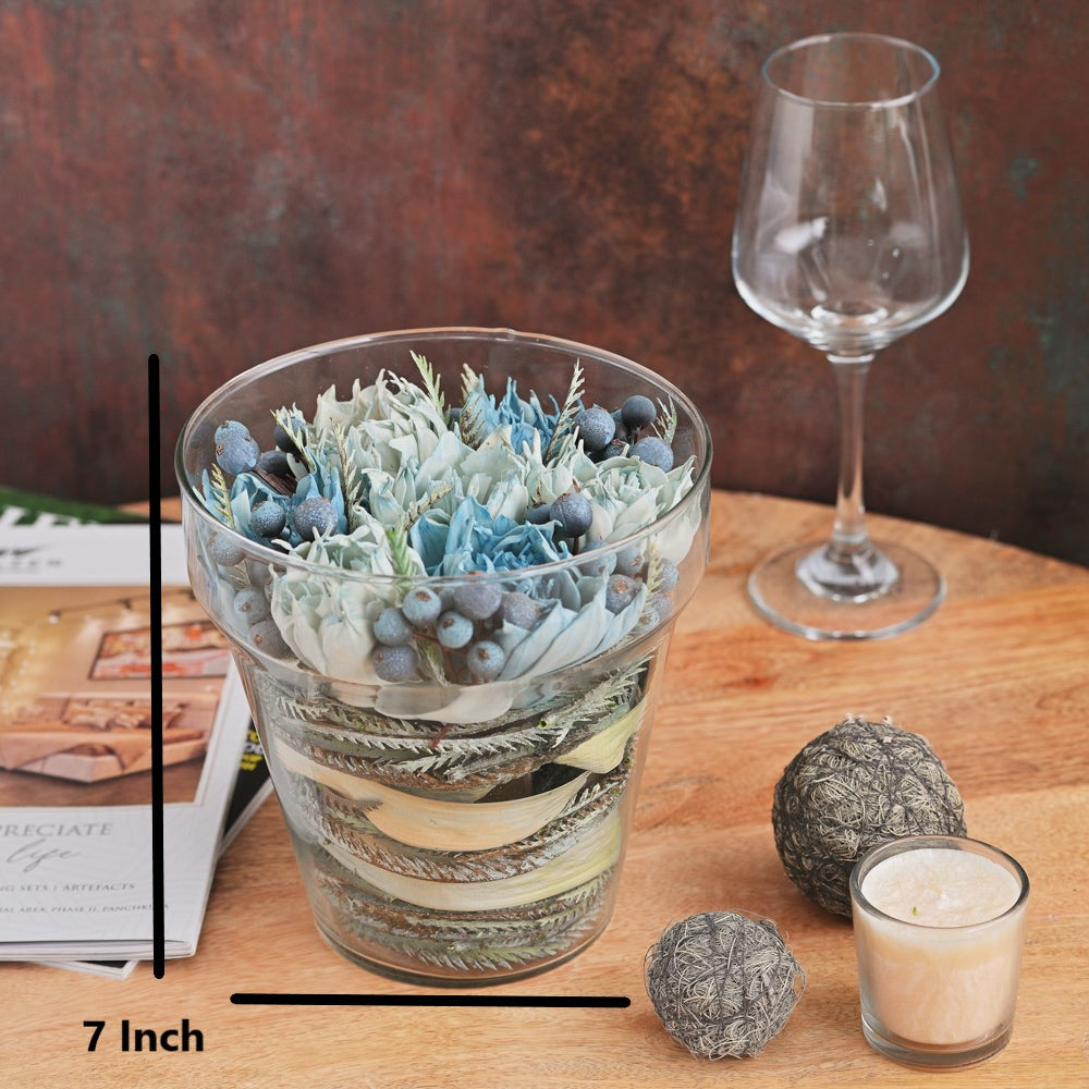 Artificial Lavender Bouquet in Glass Vase – Elegant Floral Tabletop Decor for Home & Office