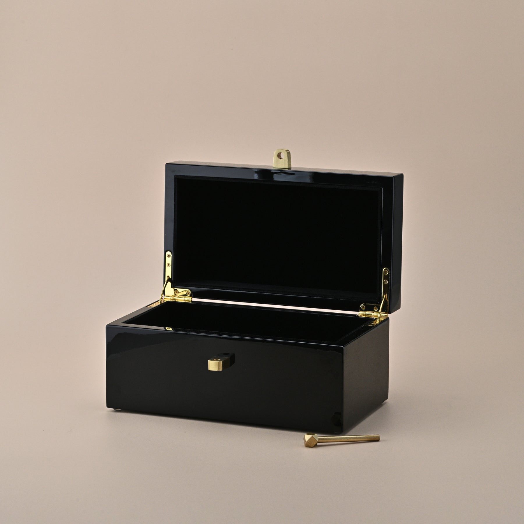 BLACK STORAGE BOX WITH GOLDEN HANDLE