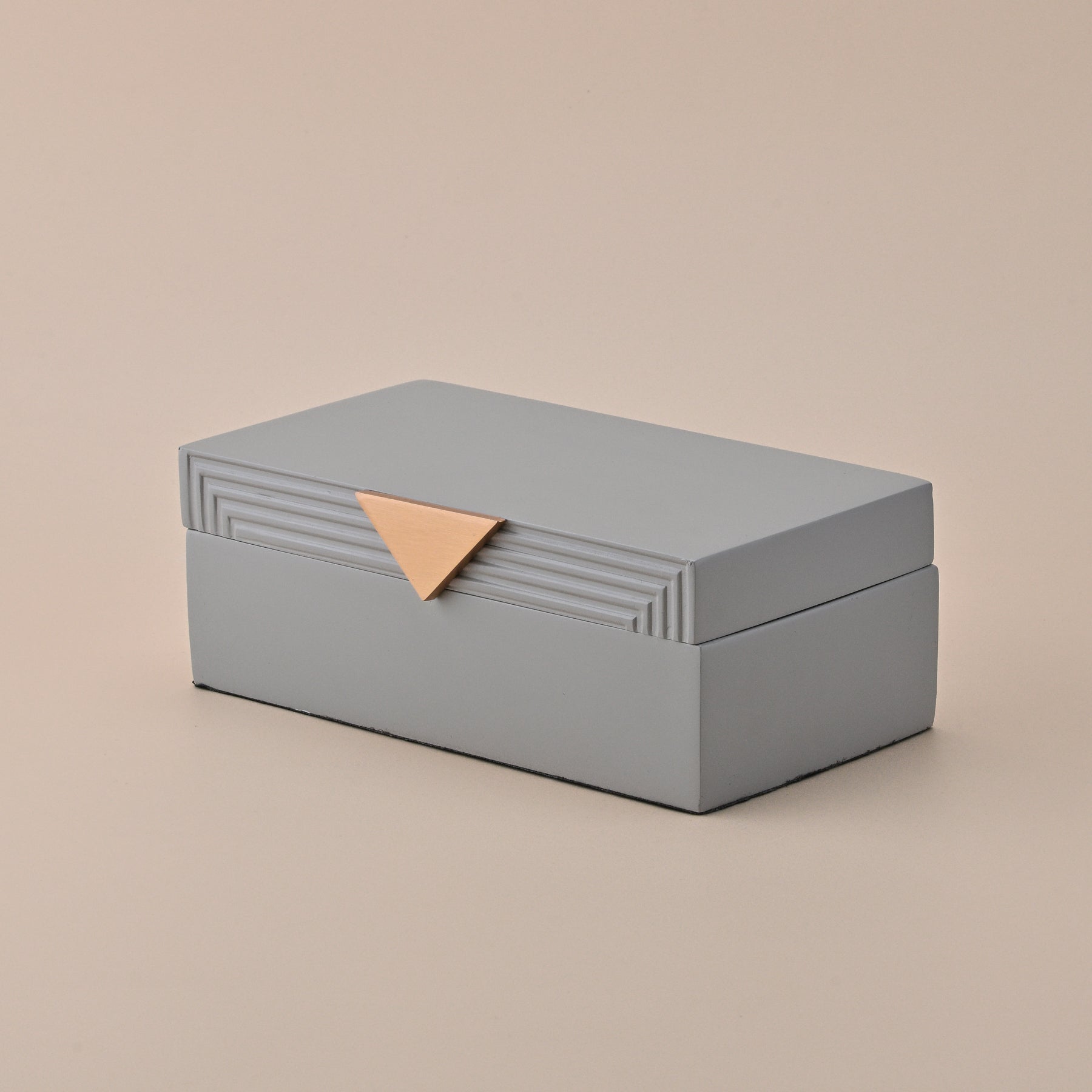 GREY STROAGE BOX WITH GOLDEN DESIGN HANDLE SMALL