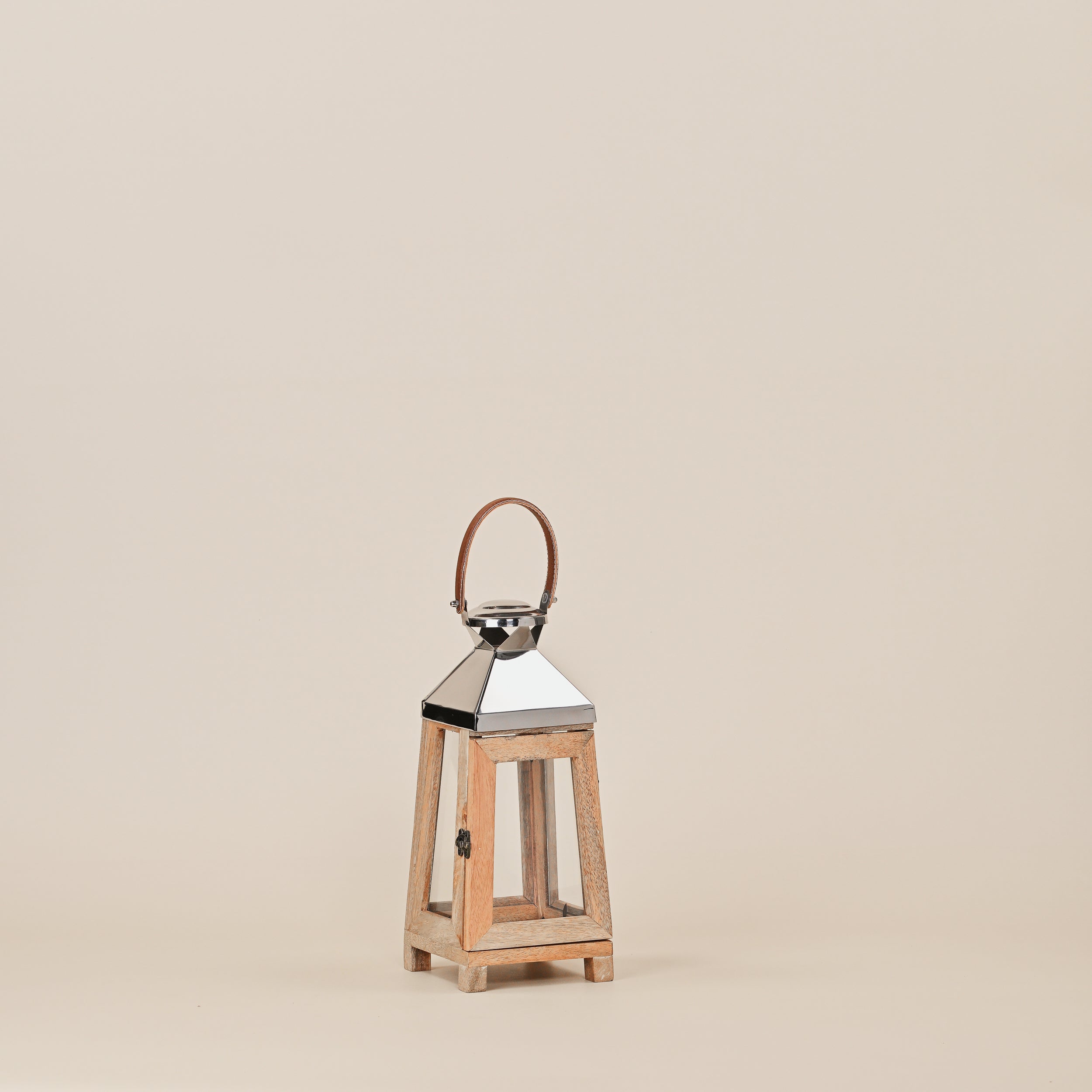 WOODEN & METAL CANDLE STAND SMALL
