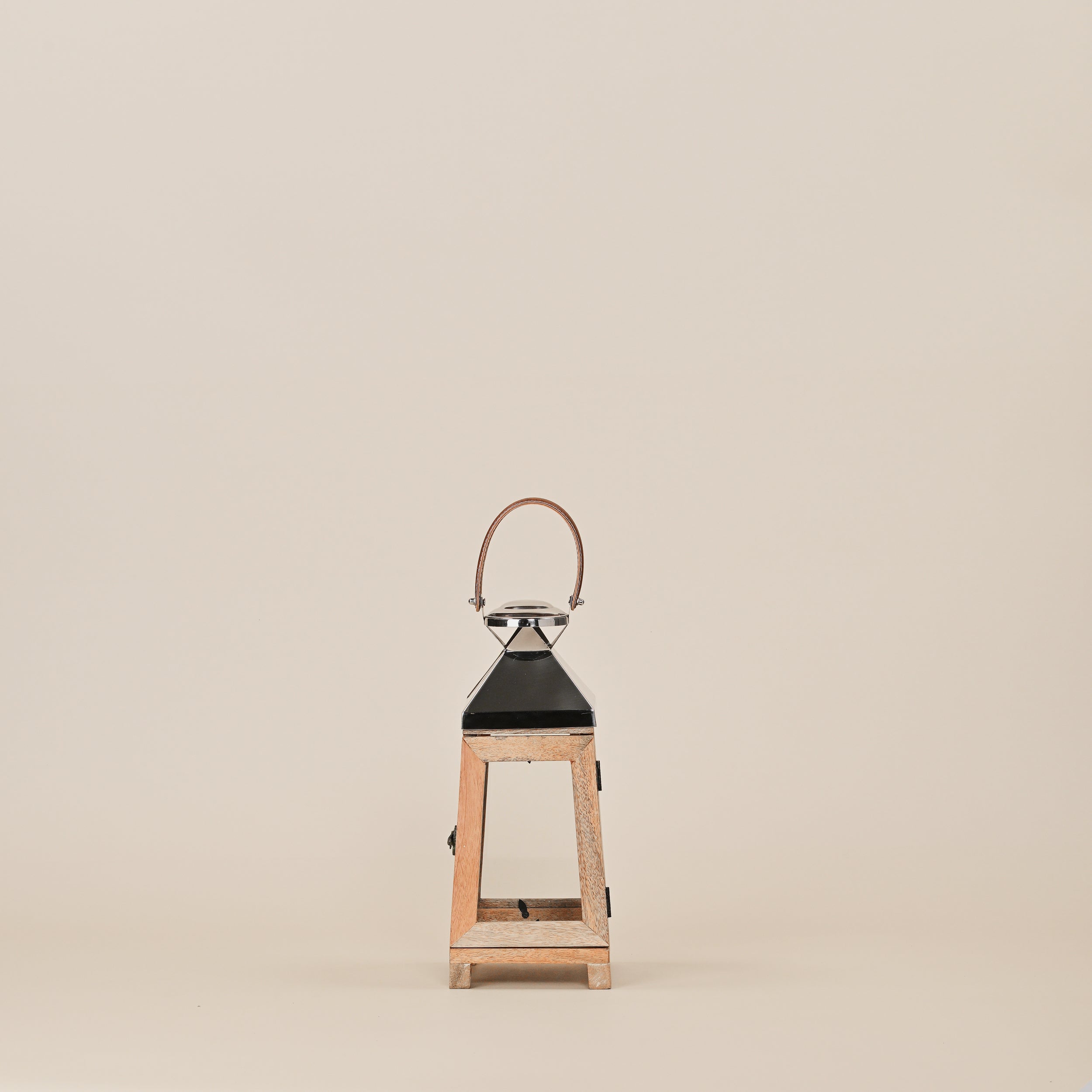 WOODEN & METAL CANDLE STAND SMALL