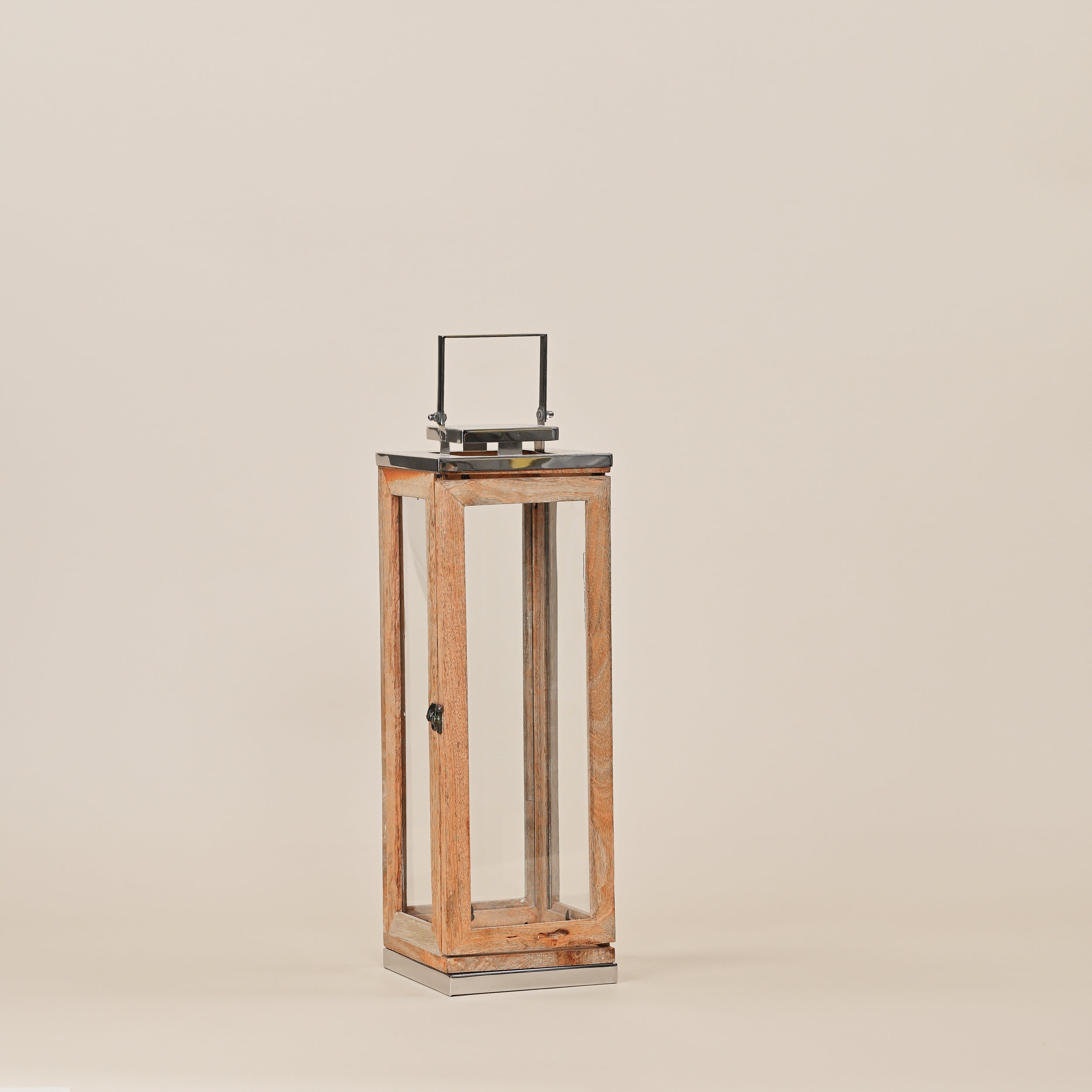 WOODEN & GLASS  CANDLE STAND LARGE