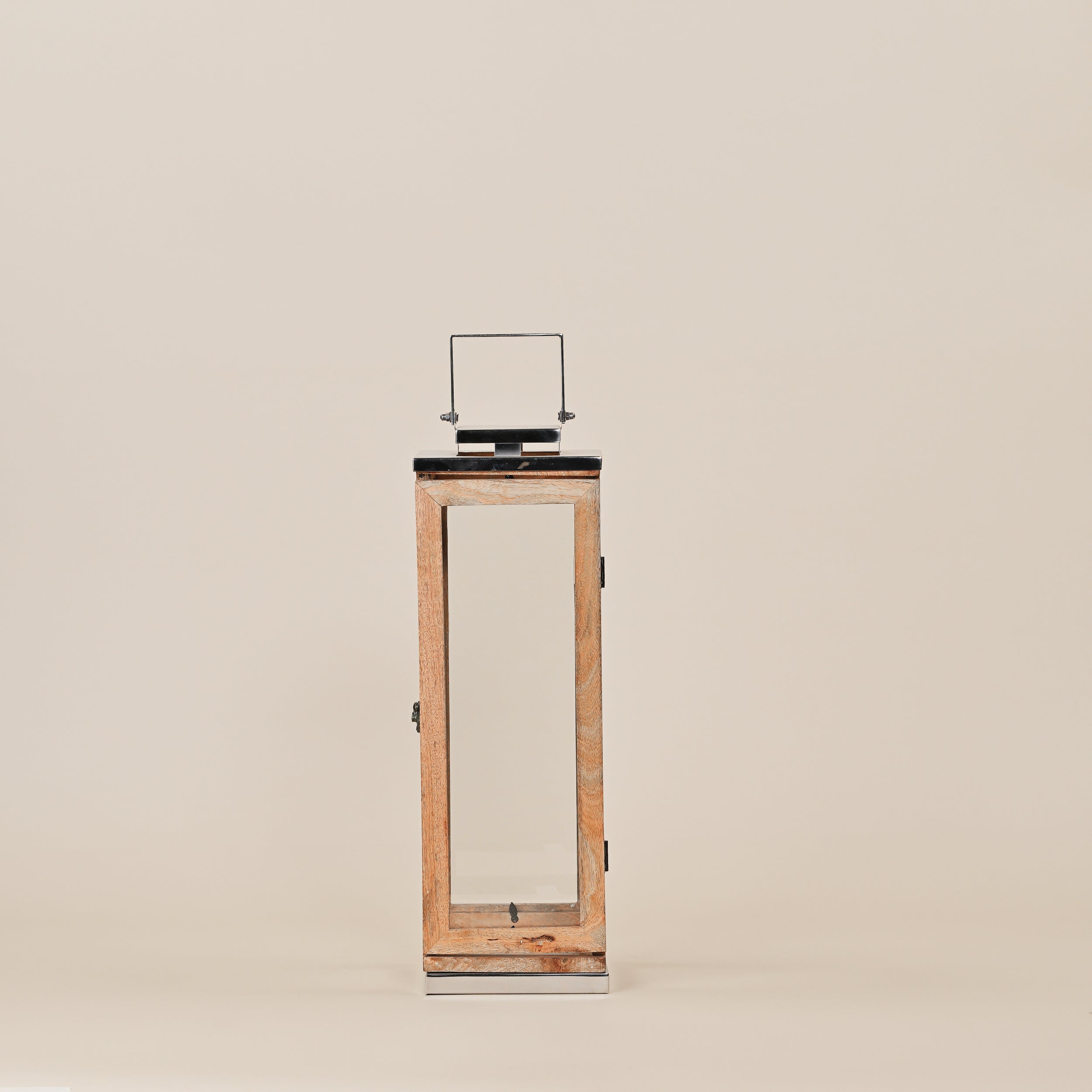 WOODEN & GLASS  CANDLE STAND LARGE
