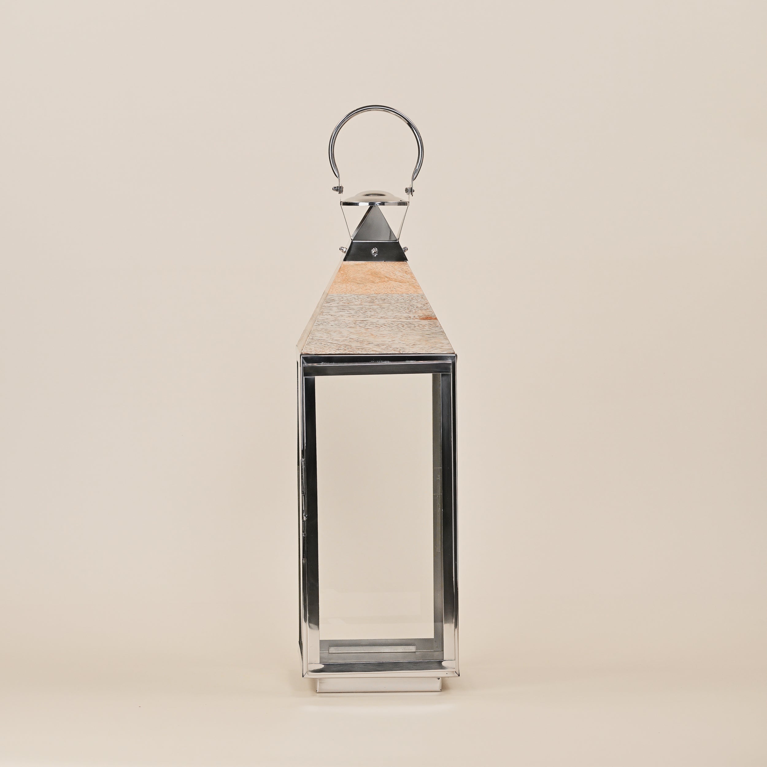 STAINLESS STEEL & WOODEN LANTERNS LARGE