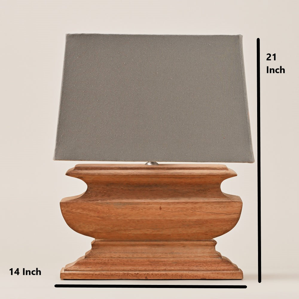 PATINA FINISH WOODEN TABLE LAMP