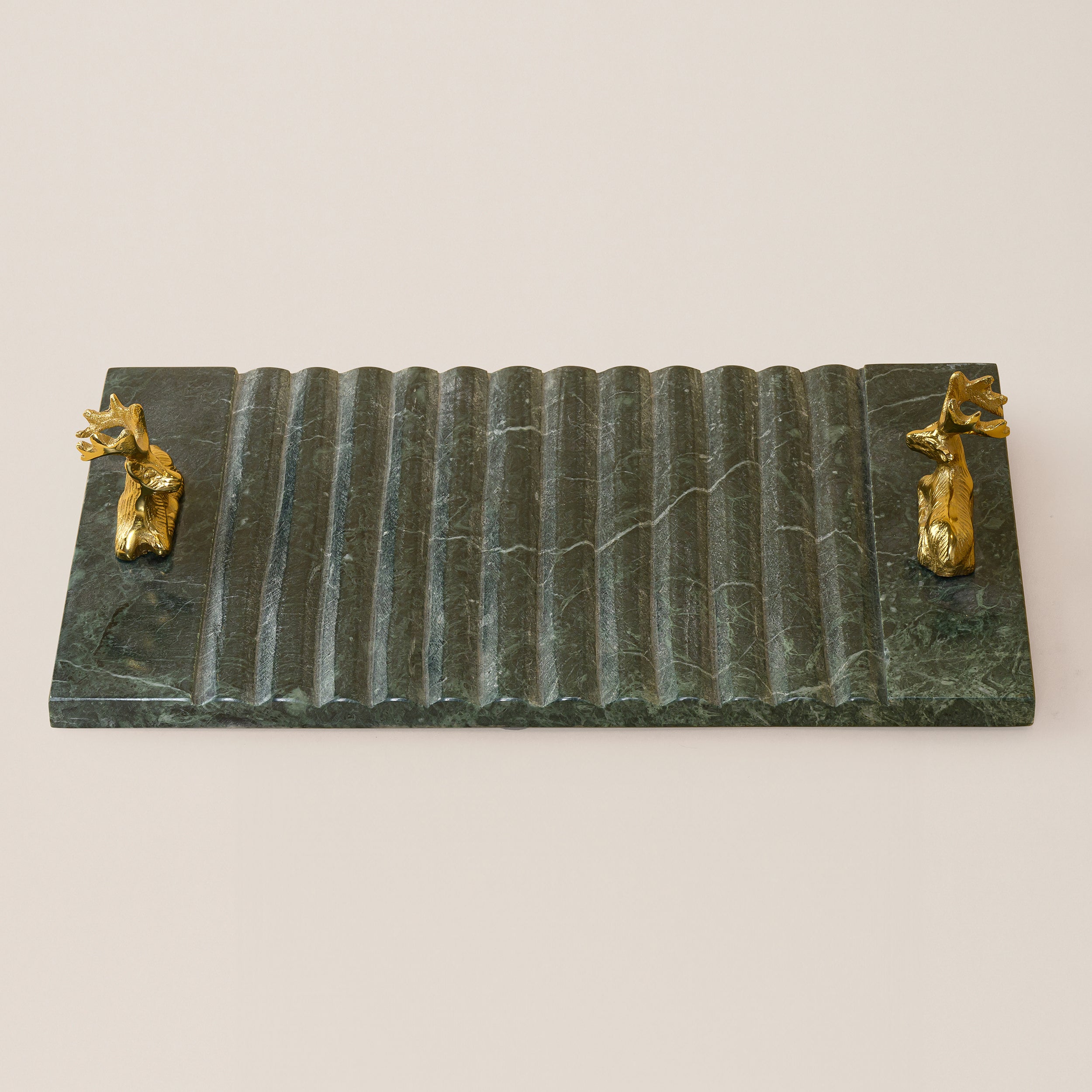 MARBLE TREY WITH GOLDEN DEER HANDLE