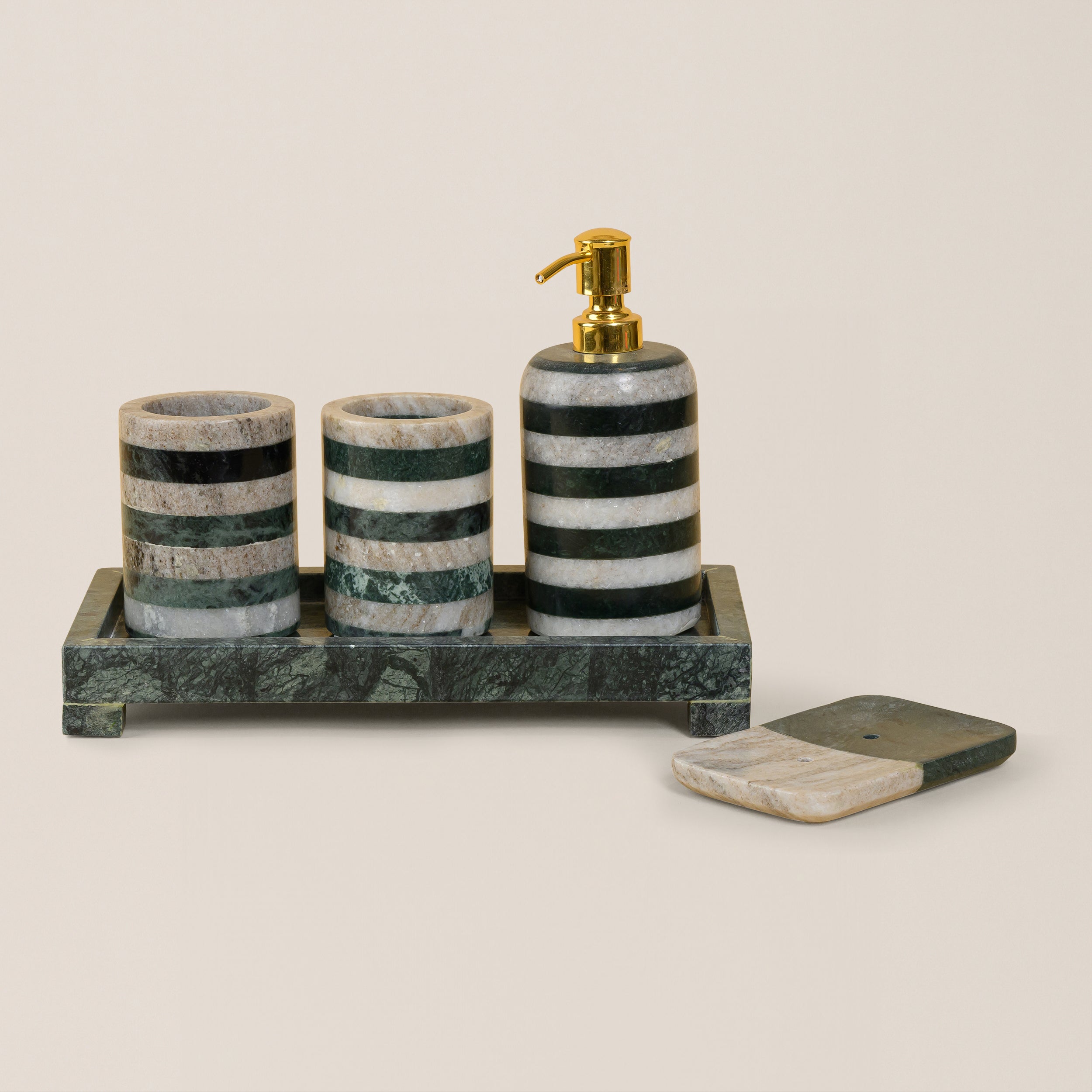 BLACK & WHITE STRIPED MARBLE BATHROOM SET