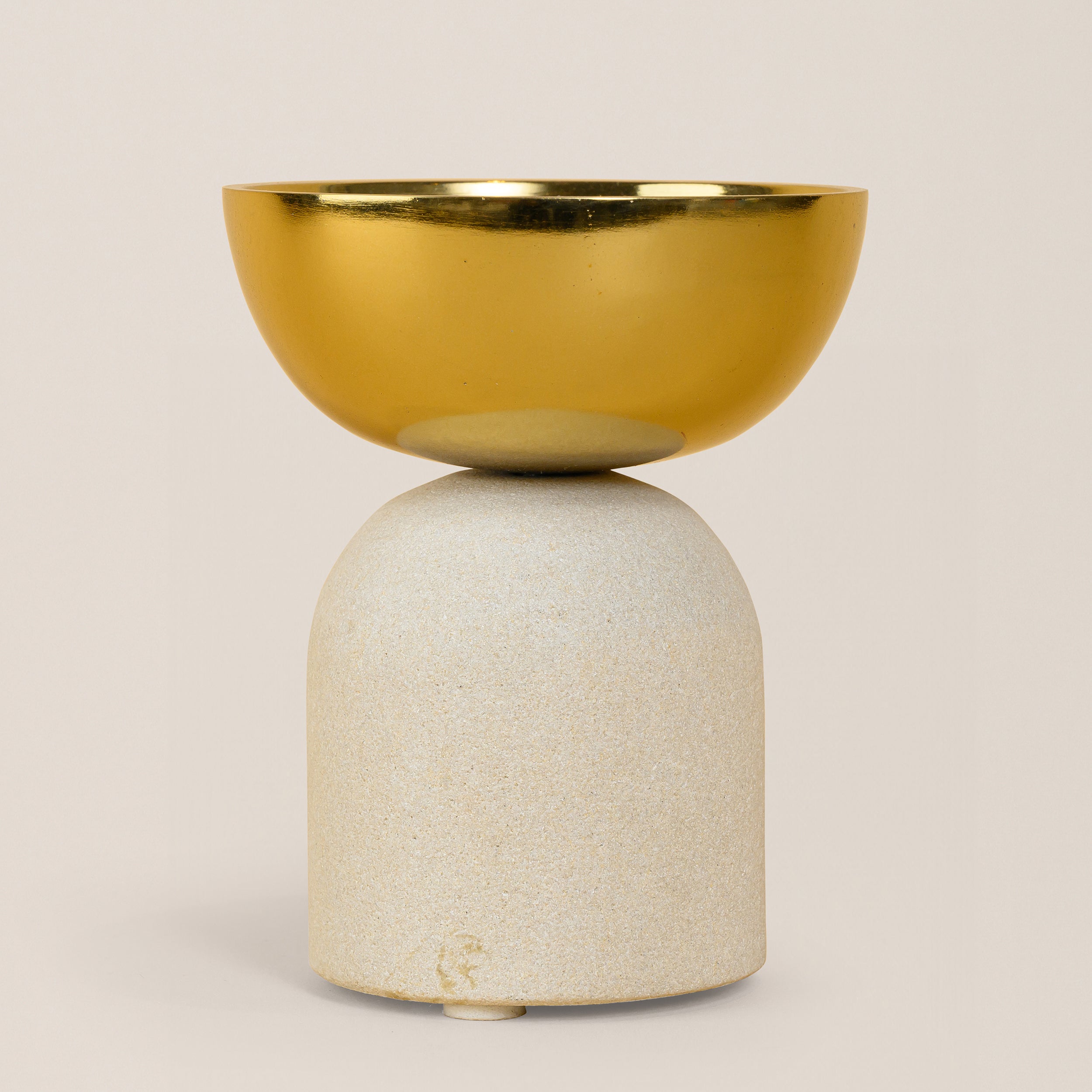 MINT SANDSTONE CUT BALL CANDLE STAND SMALL