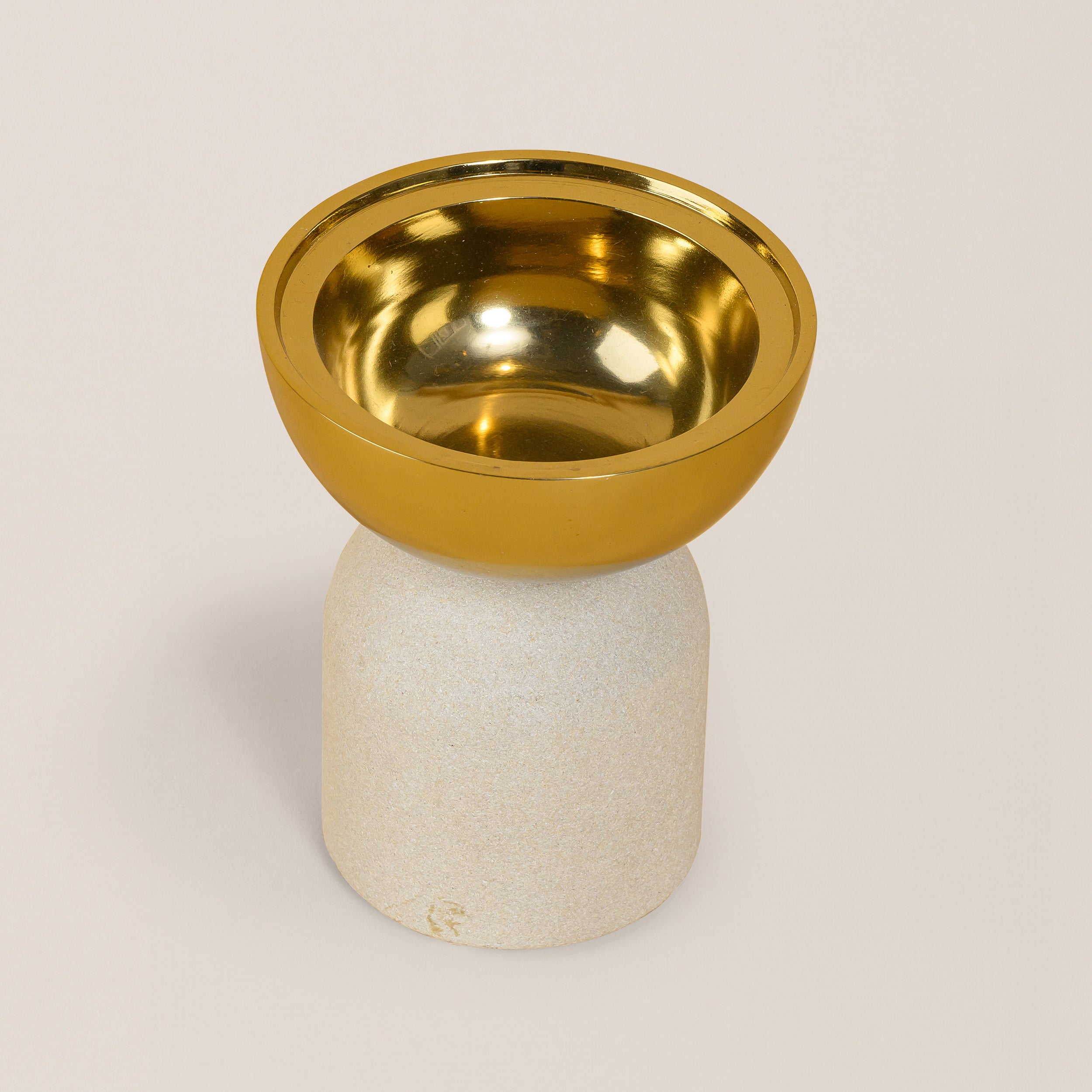 MINT SANDSTONE CUT BALL CANDLE STAND SMALL