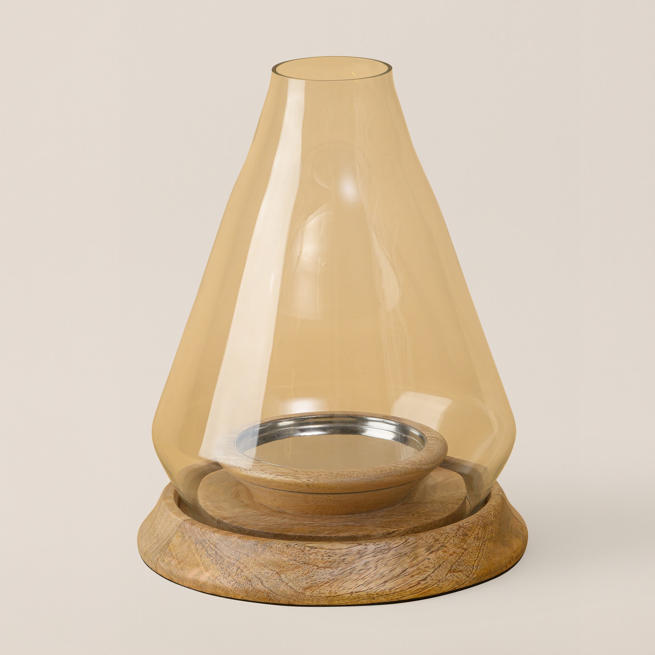 TAPER CHIMNEY WOODEN CANDLE HOLDER LARGE