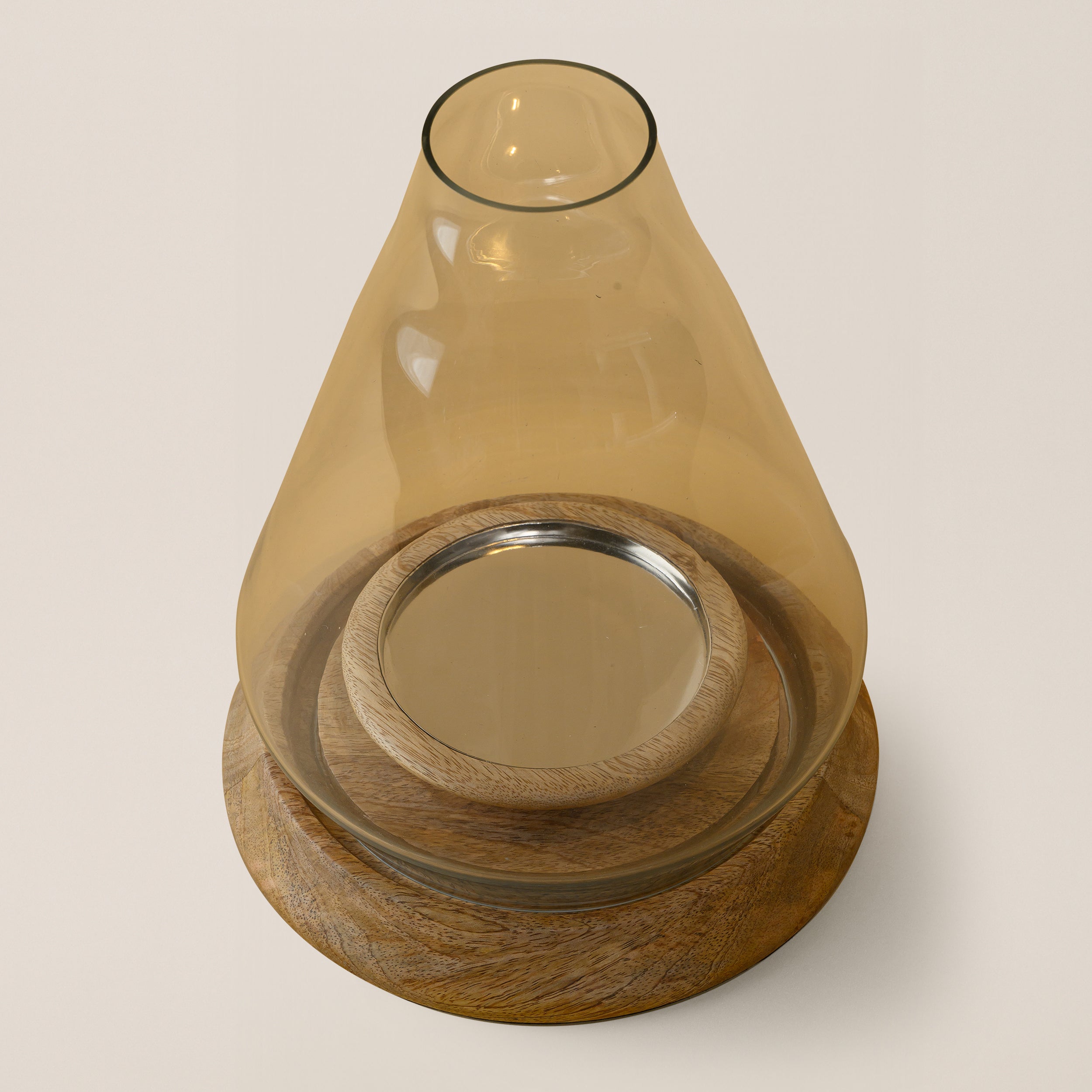TAPER CHIMNEY WOODEN CANDLE HOLDER LARGE