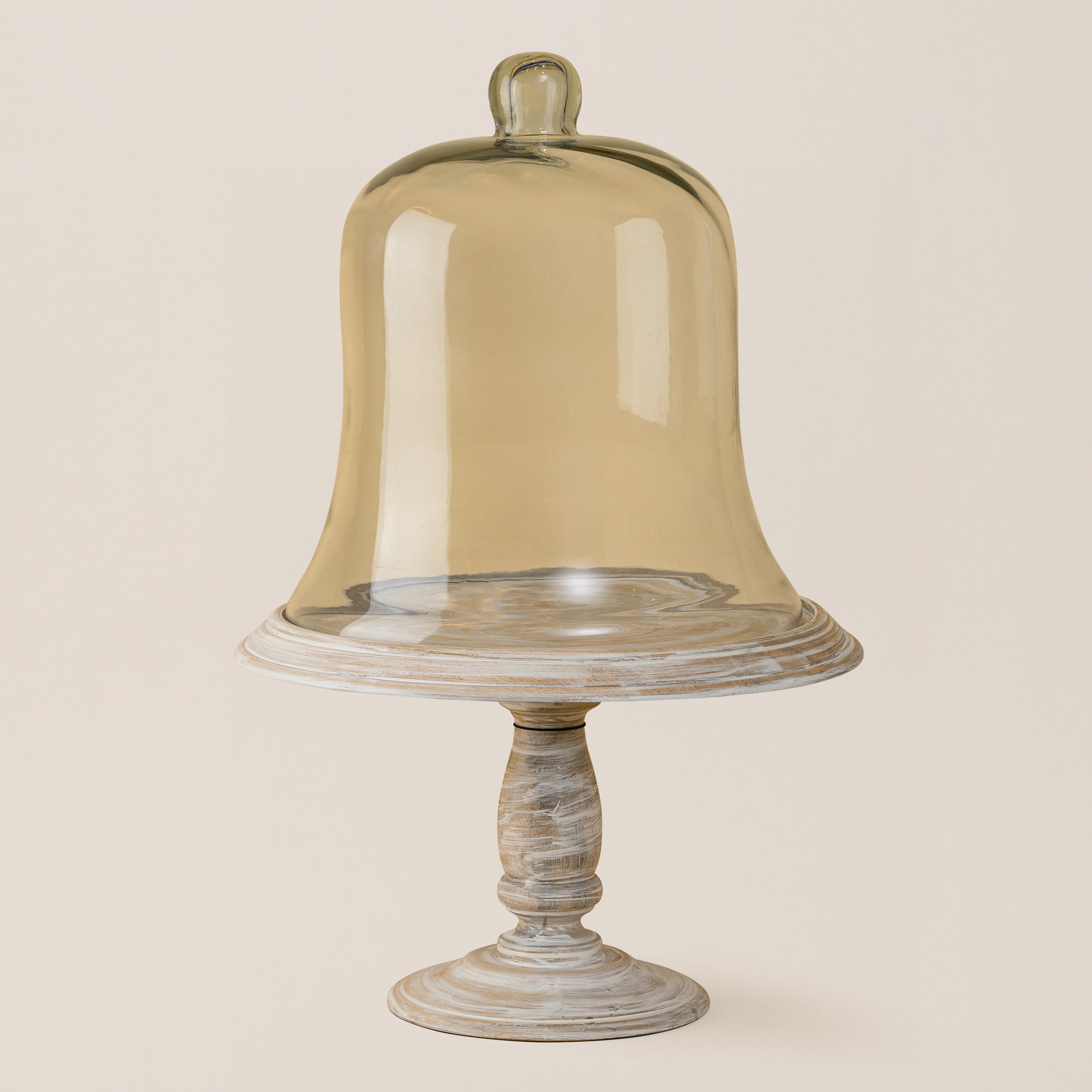 LARGE GLASS DOME CAKE COVER WITH WOODEN BASE