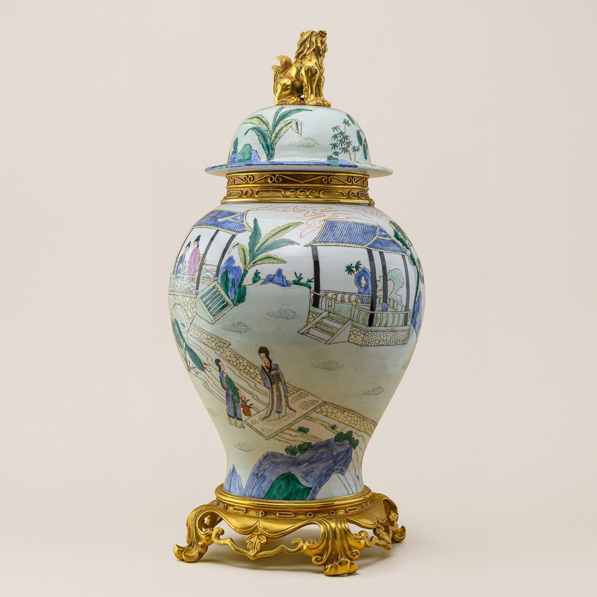 Traditional Home Decoration Luxury Lion Head Ginger Jar