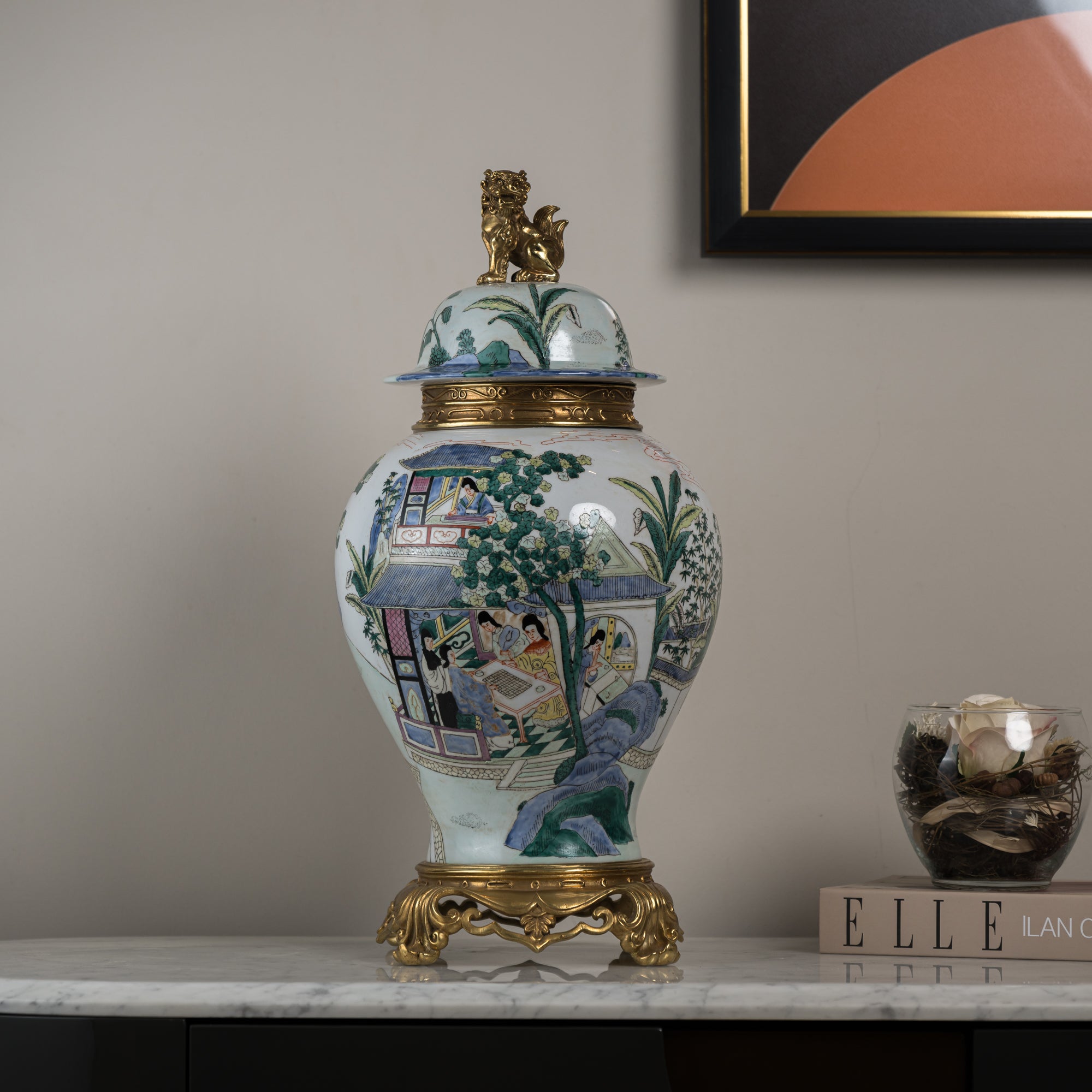Traditional Home Decoration Luxury Lion Head Ginger Jar