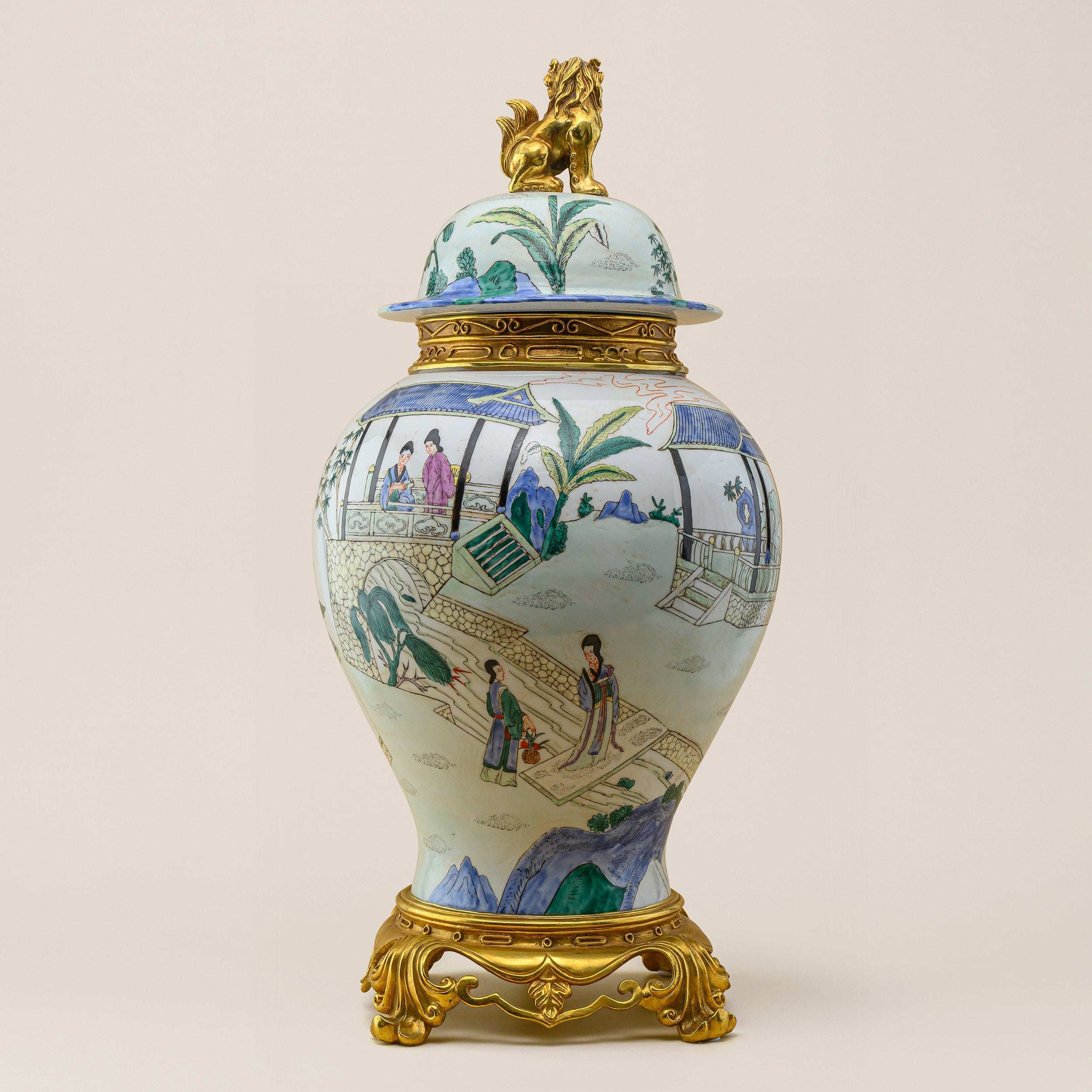 Traditional Home Decoration Luxury Lion Head Ginger Jar