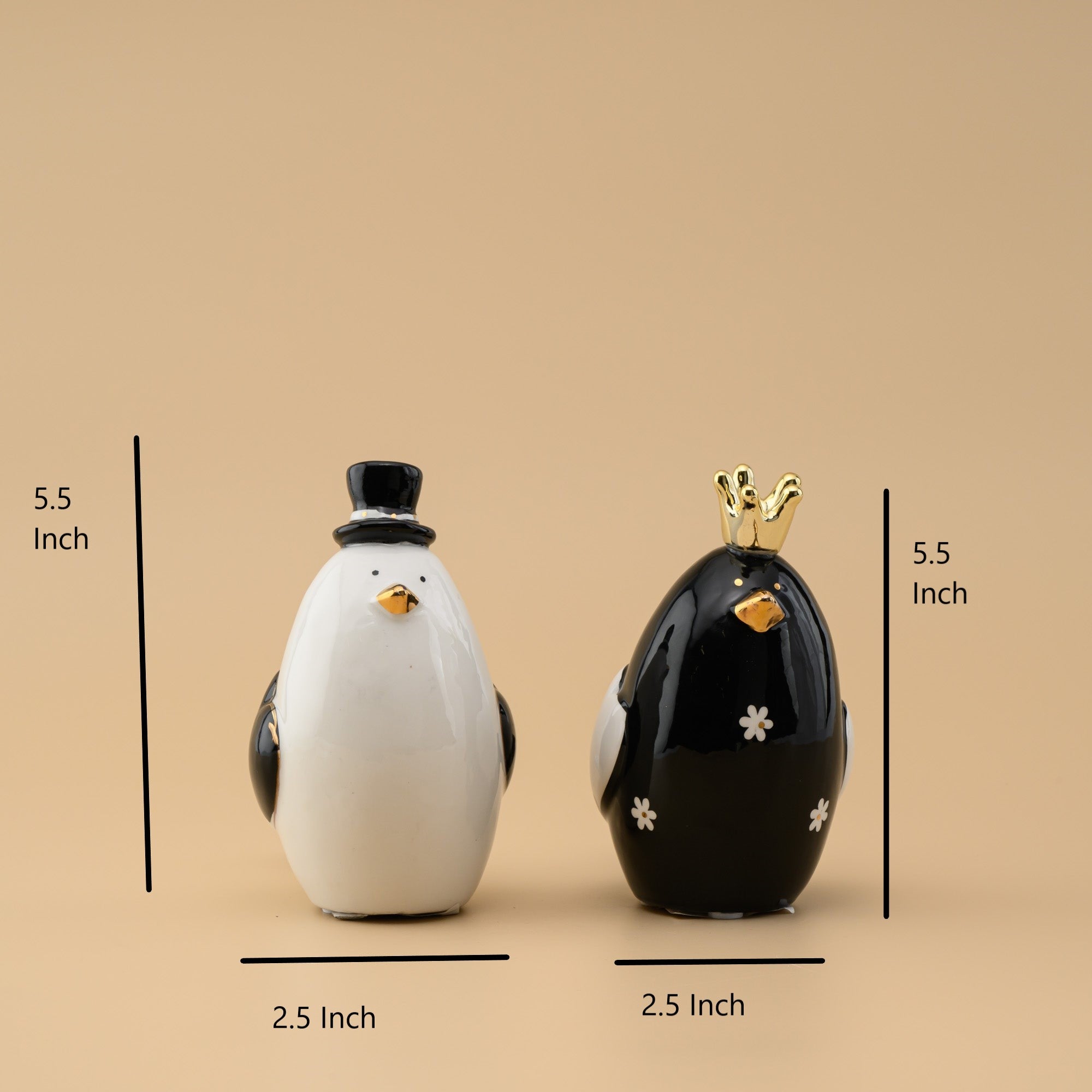 Regal Lovebirds Crystal Figurine – Elegant Black & White Couple Décor | Wedding & Anniversary Gift
