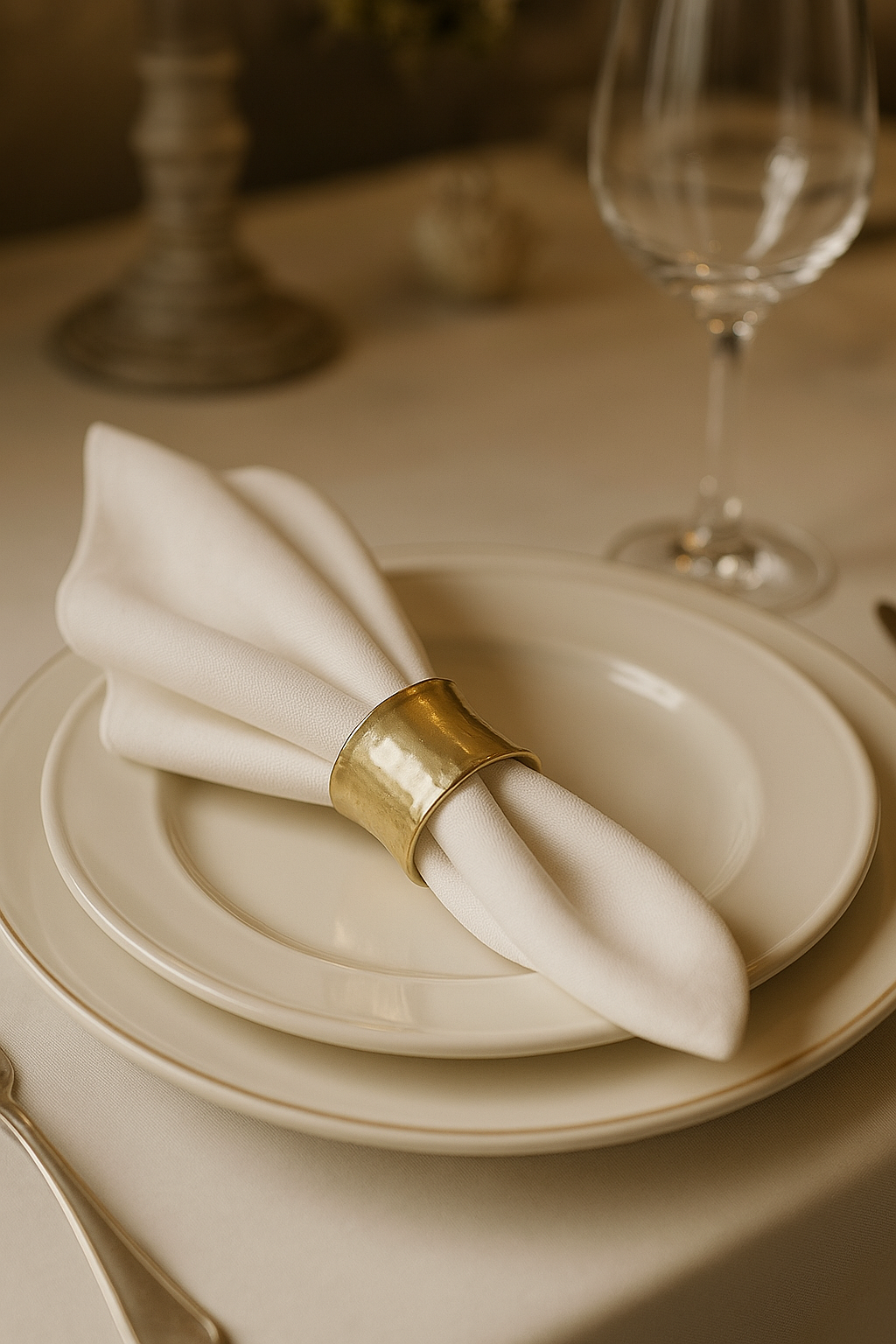 Kasa Holzer Hammered Gold Napkin Ring – Elegant Metal Table Décor Accessory