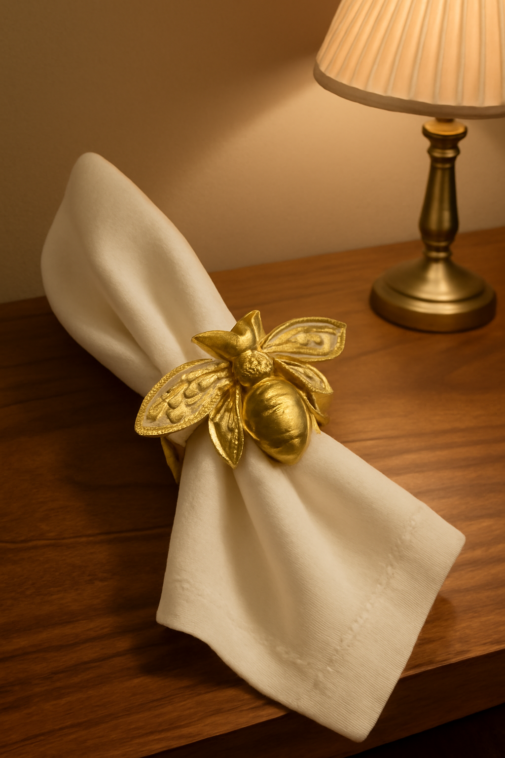 Golden Bee Napkin Ring – Elegant Table Accessory | Kasa by Holzer