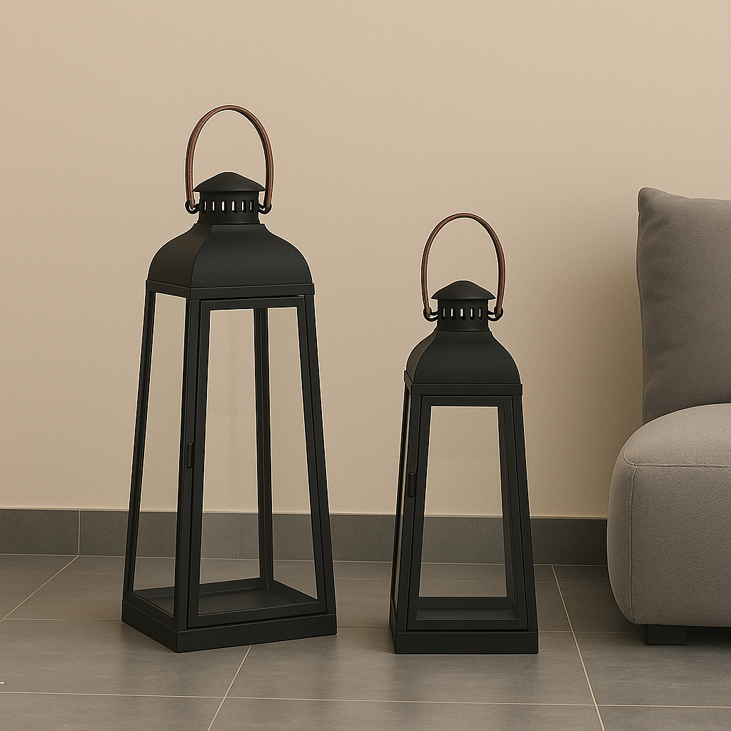 STEEL & GLASS LANTERN  SMALL