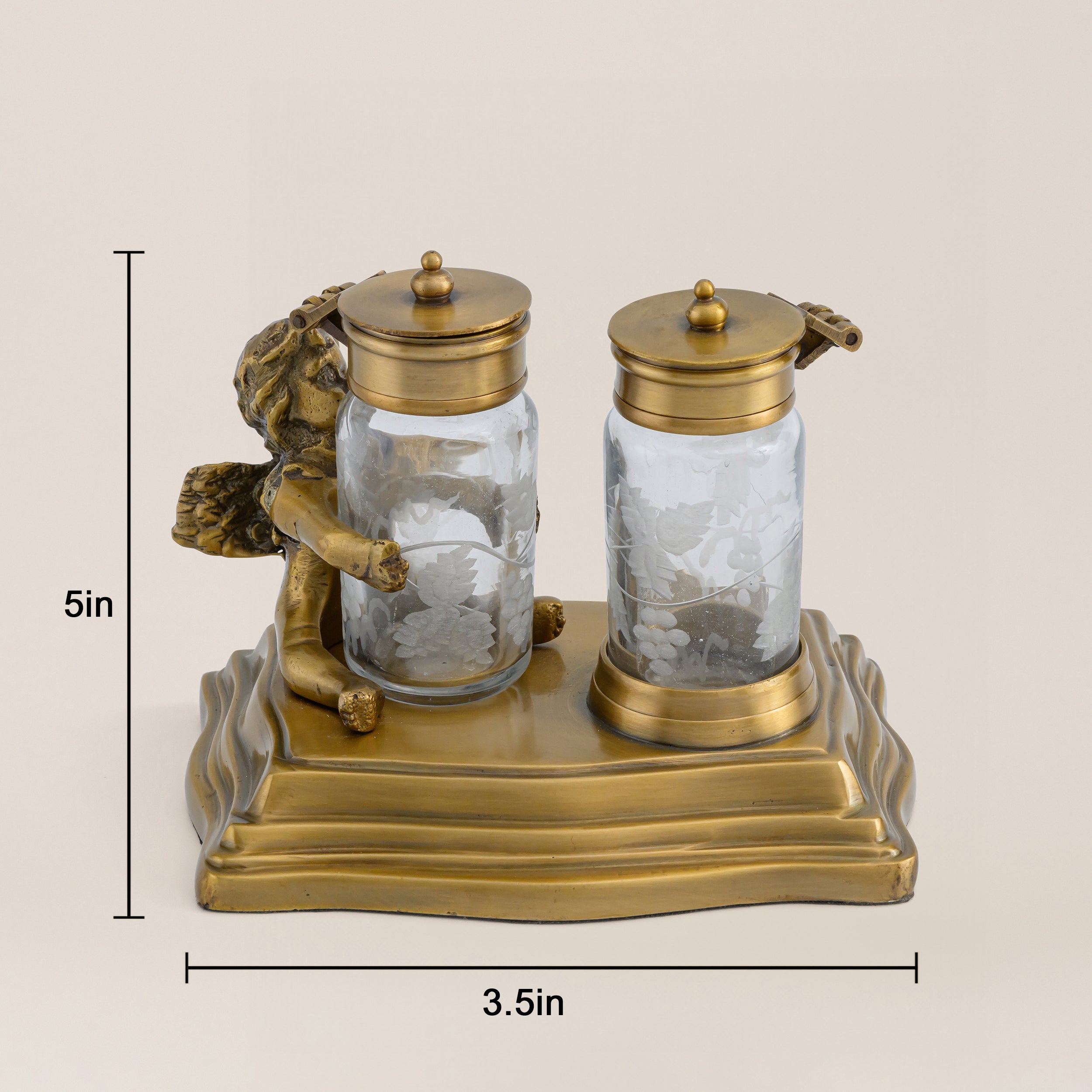Angel's Touch brass Salt & Pepper Caddy