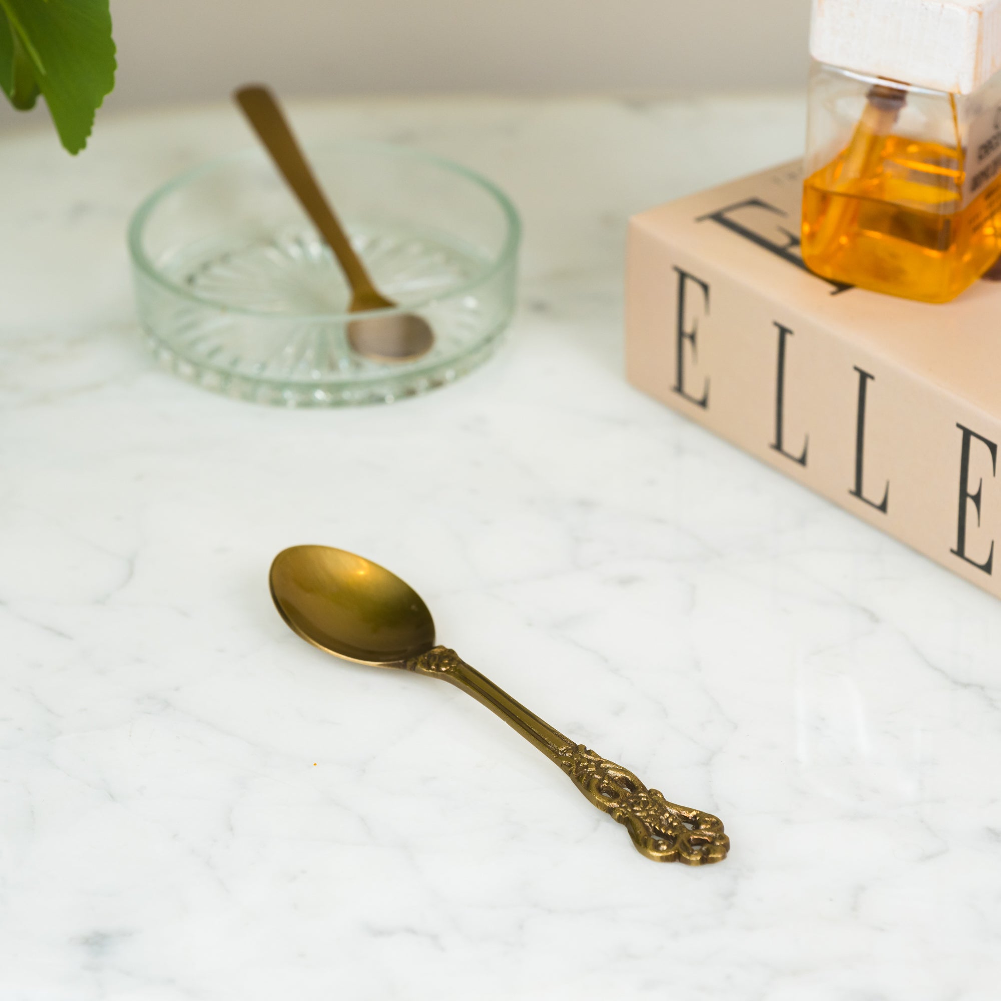 Exquisite Handcrafted Brass Spoons with Carved Design
