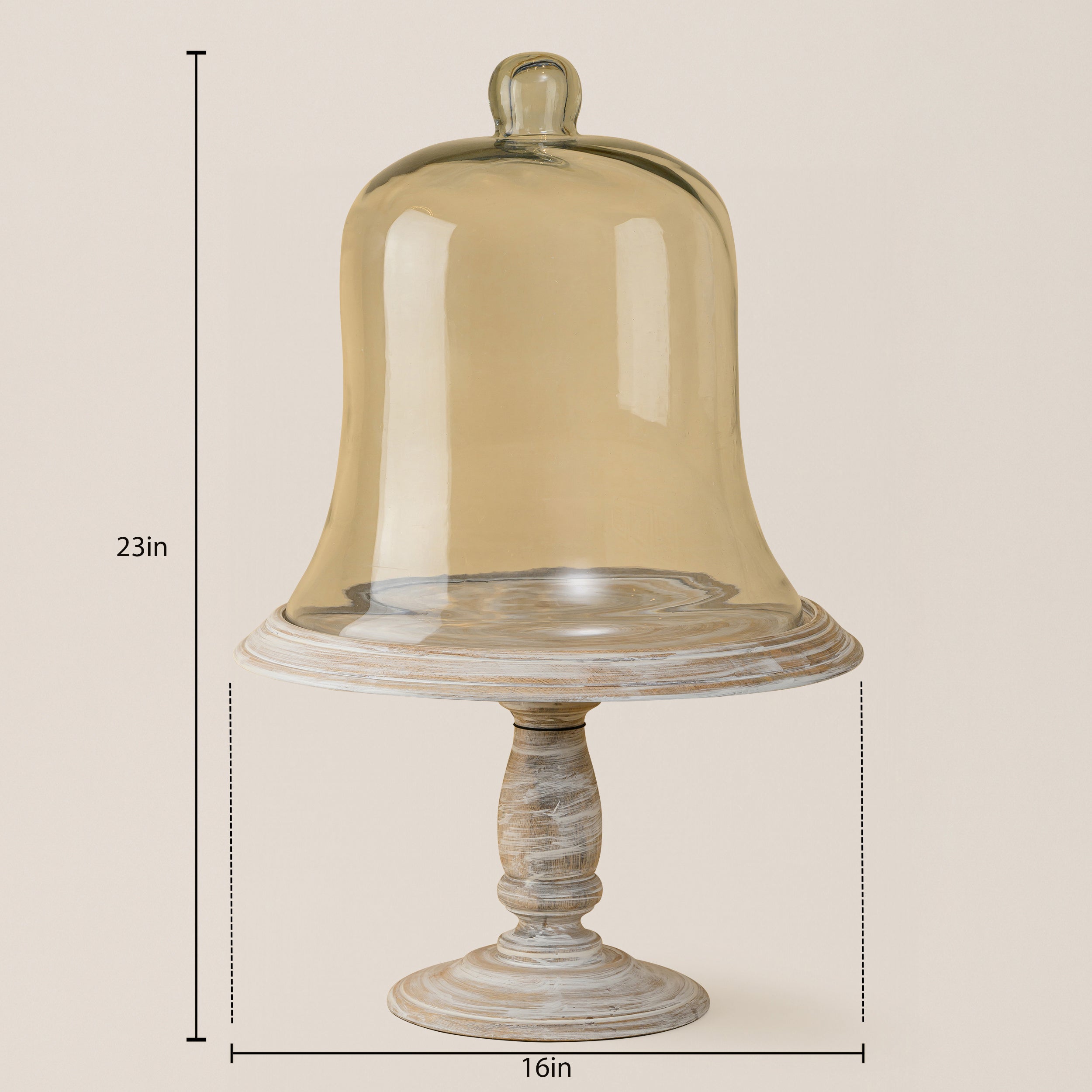 LARGE GLASS DOME CAKE COVER WITH WOODEN BASE