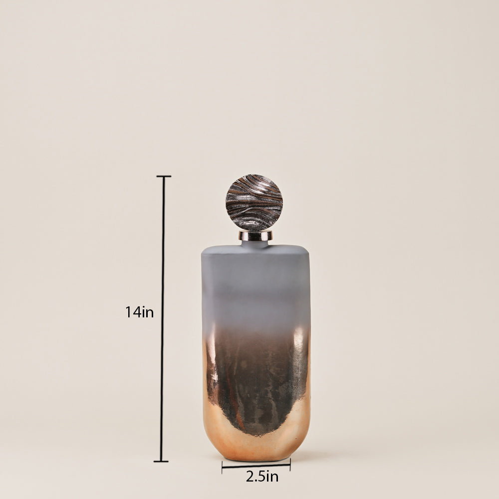 ASH GREY/ANTIQUE NICKLE GLASS BOTTLE SMALL