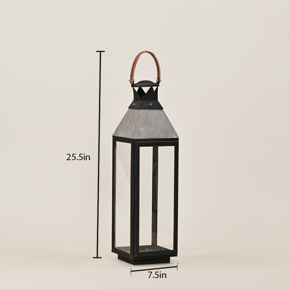 MILD STEEL LANTERN WITH LEATHER HANDLE LARGE