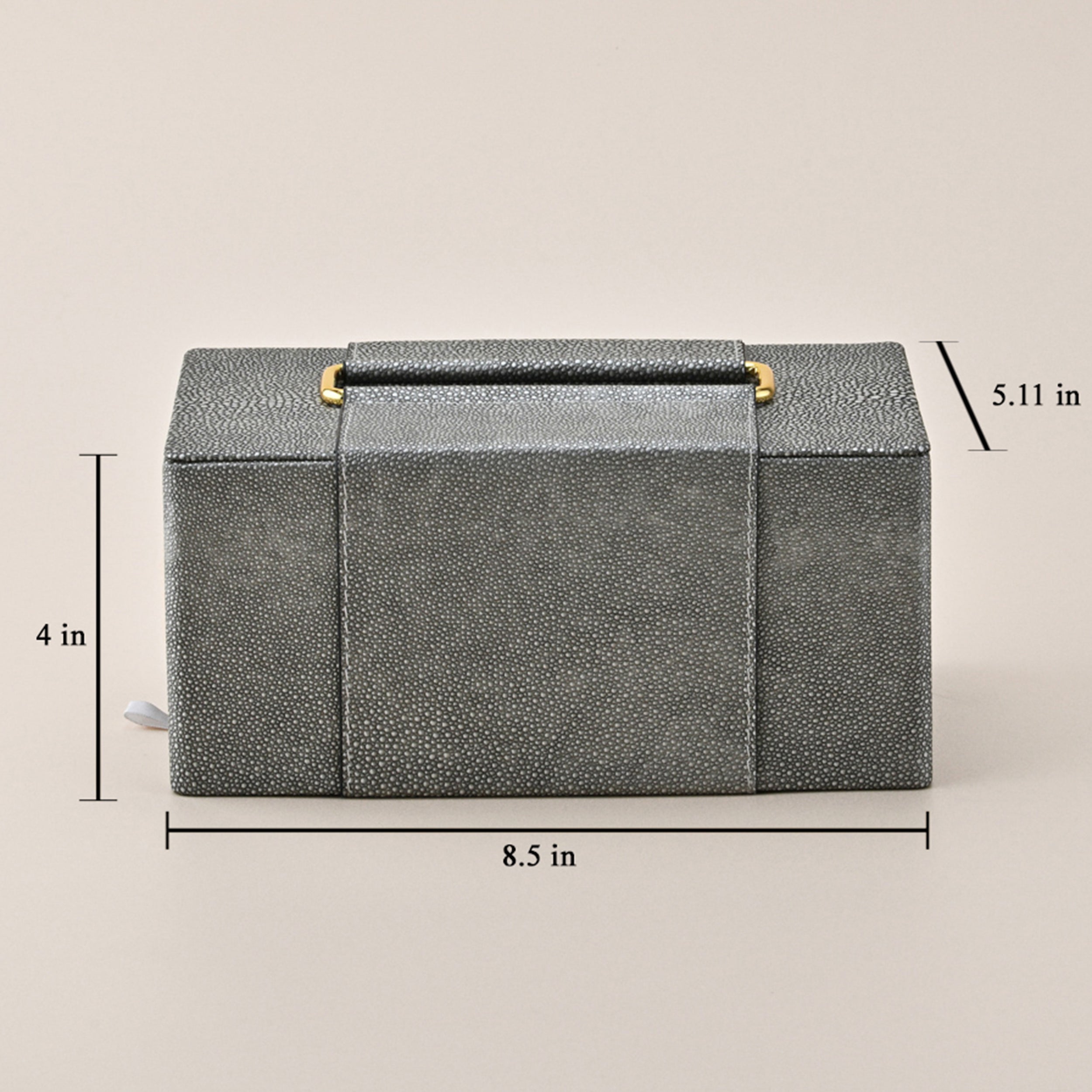 GREY LEATHER TISSUE BOX