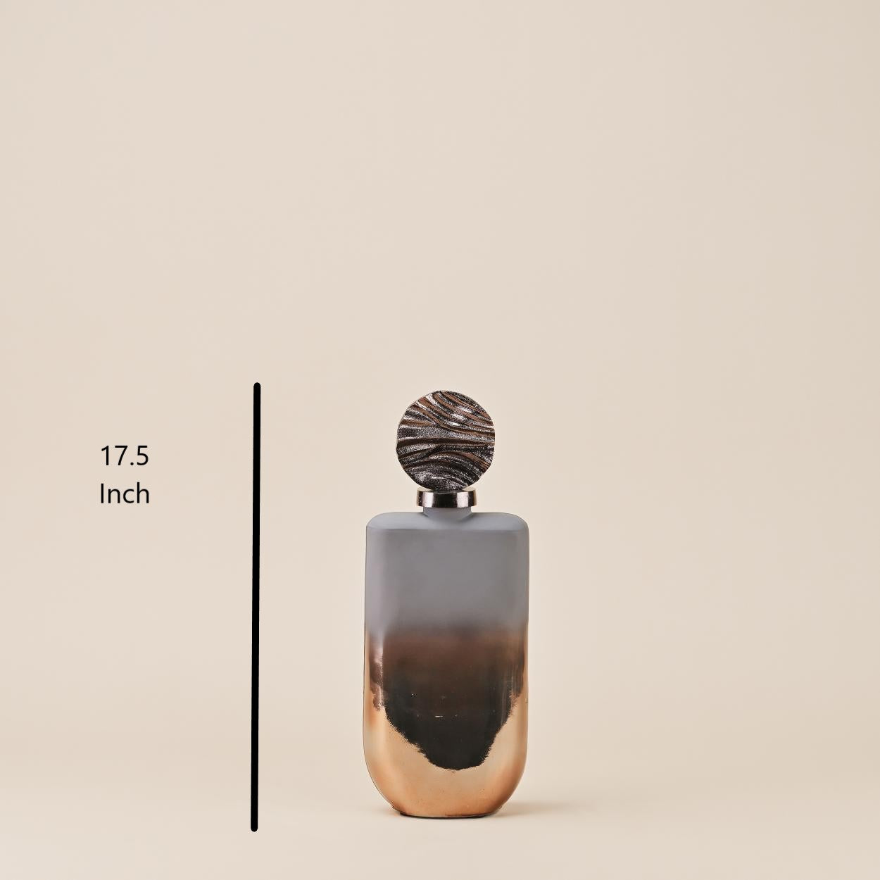 ASH GREY/ANTIQUE NICKLE GLASS BOTTLE MEDIUM