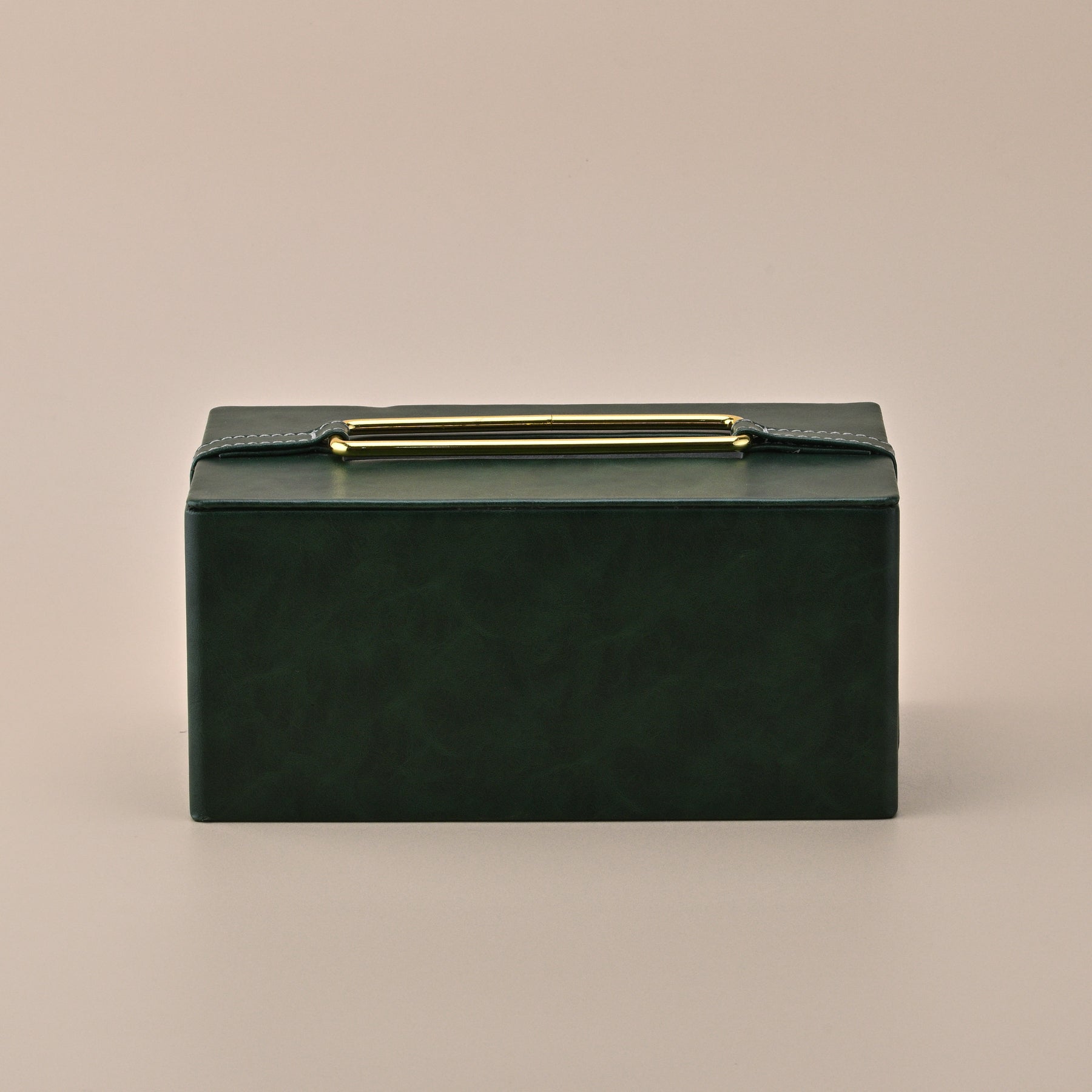 DARK GREEN LEATHER RECTANGULAR TISSUE HOLDER