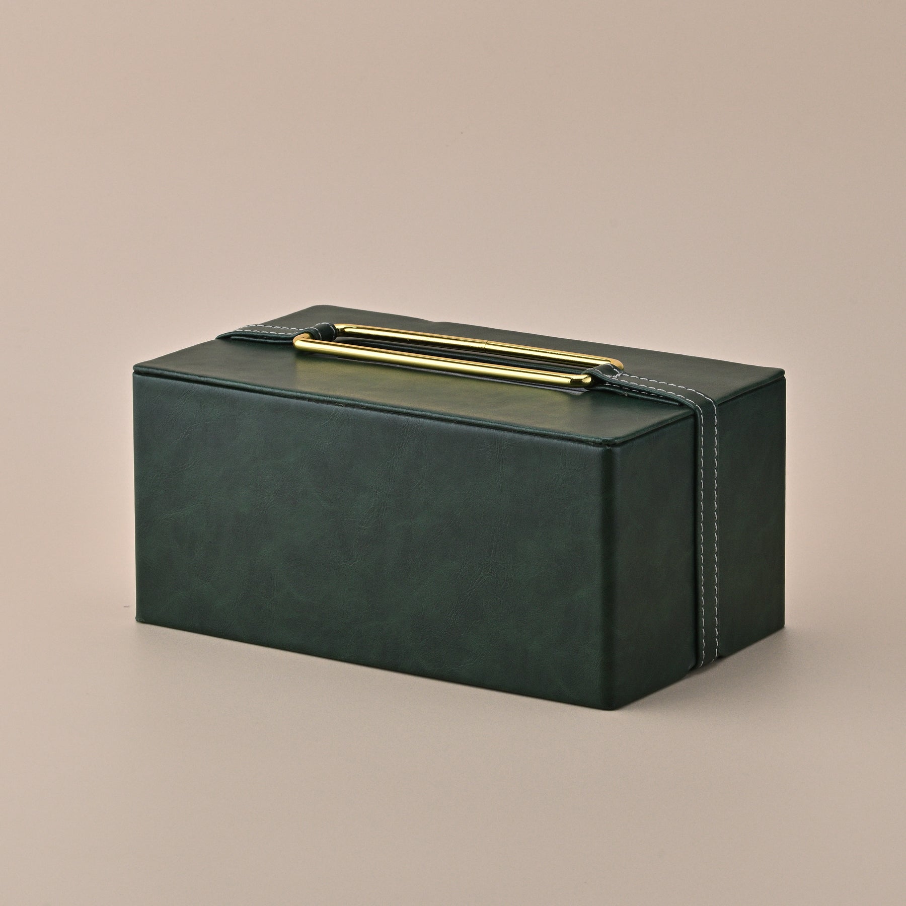 DARK GREEN LEATHER RECTANGULAR TISSUE HOLDER