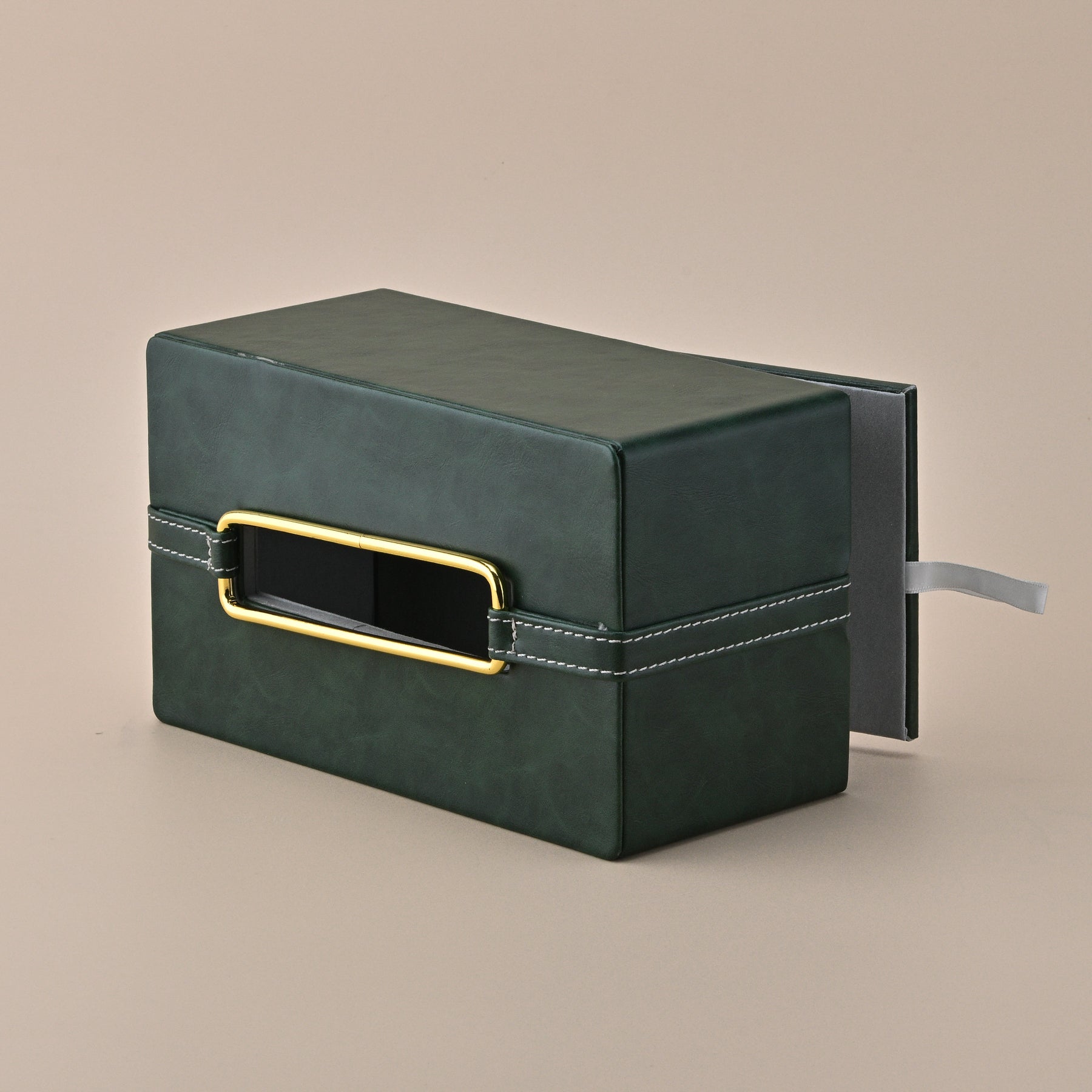 DARK GREEN LEATHER RECTANGULAR TISSUE HOLDER