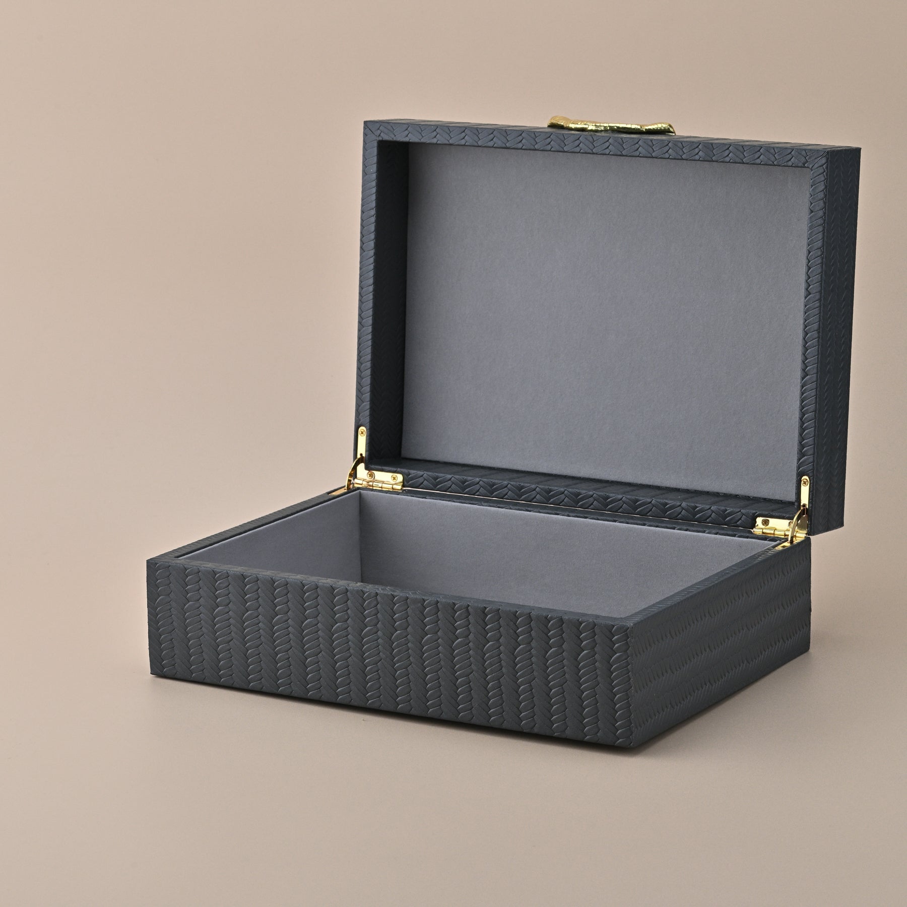 GREY STROAGE BOX  WITH GOLDEN DESIGN HANDLE LARGE