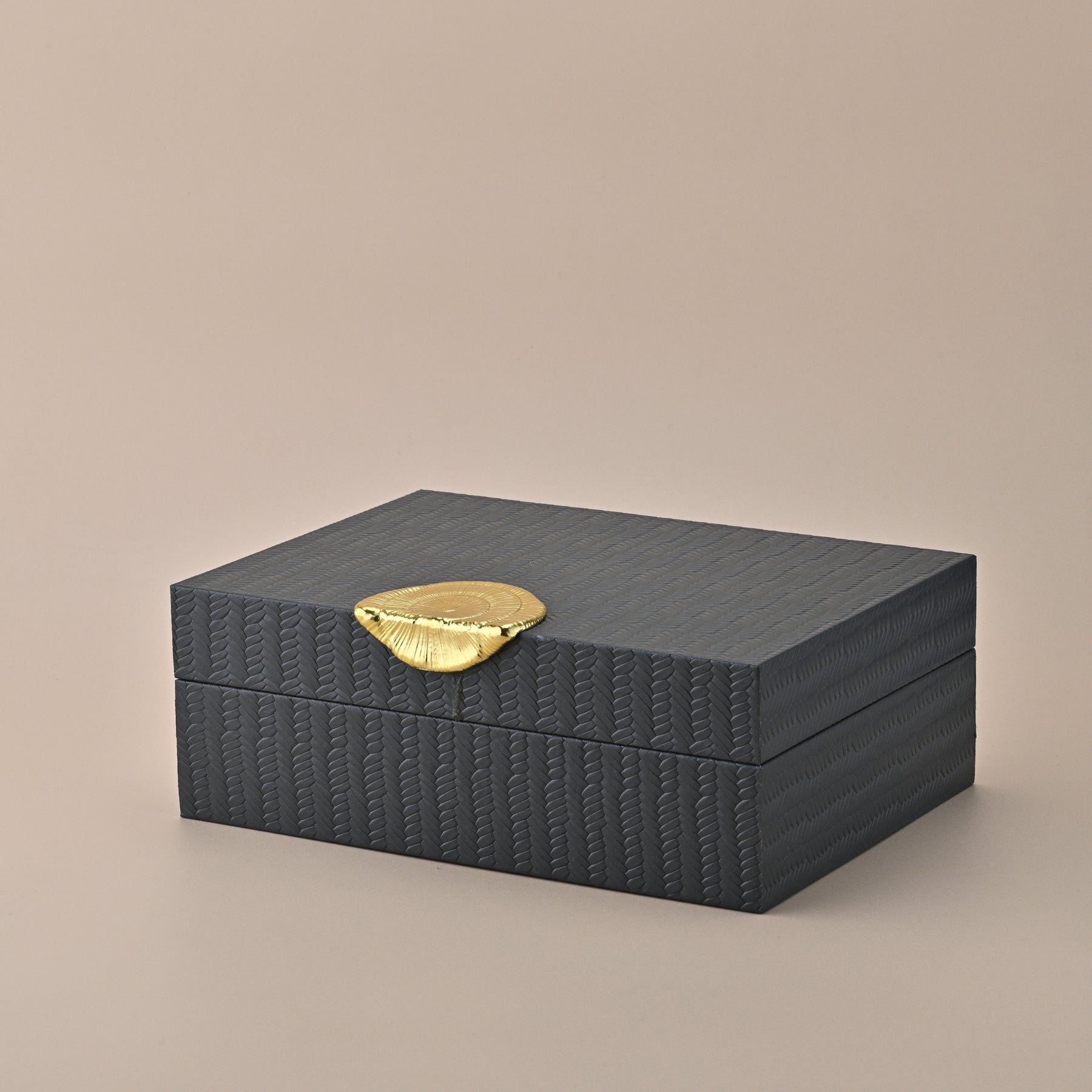 GREY STROAGE BOX  WITH GOLDEN DESIGN HANDLE LARGE