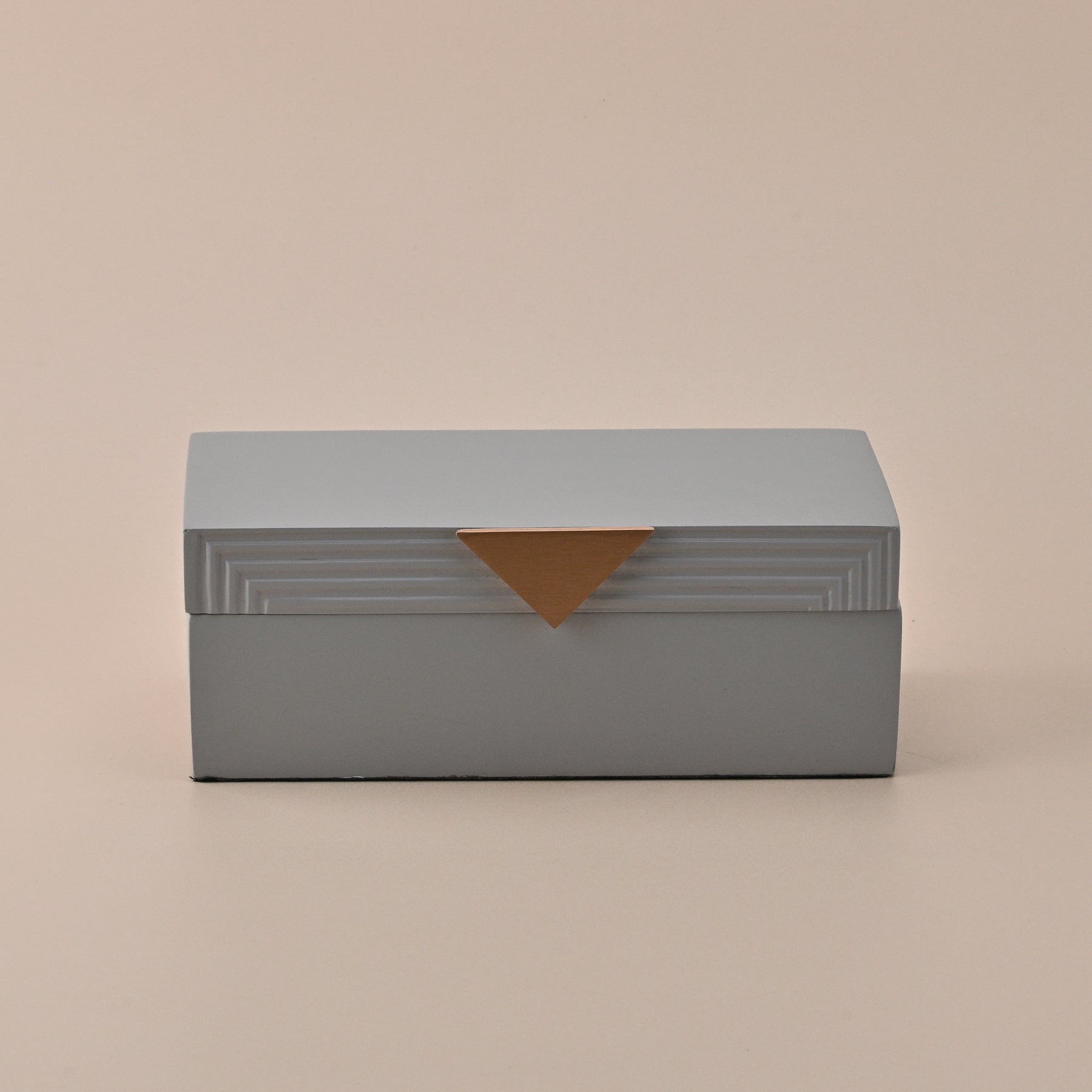 GREY STROAGE BOX  WITH GOLDEN DESIGN HANDLE SMALL 