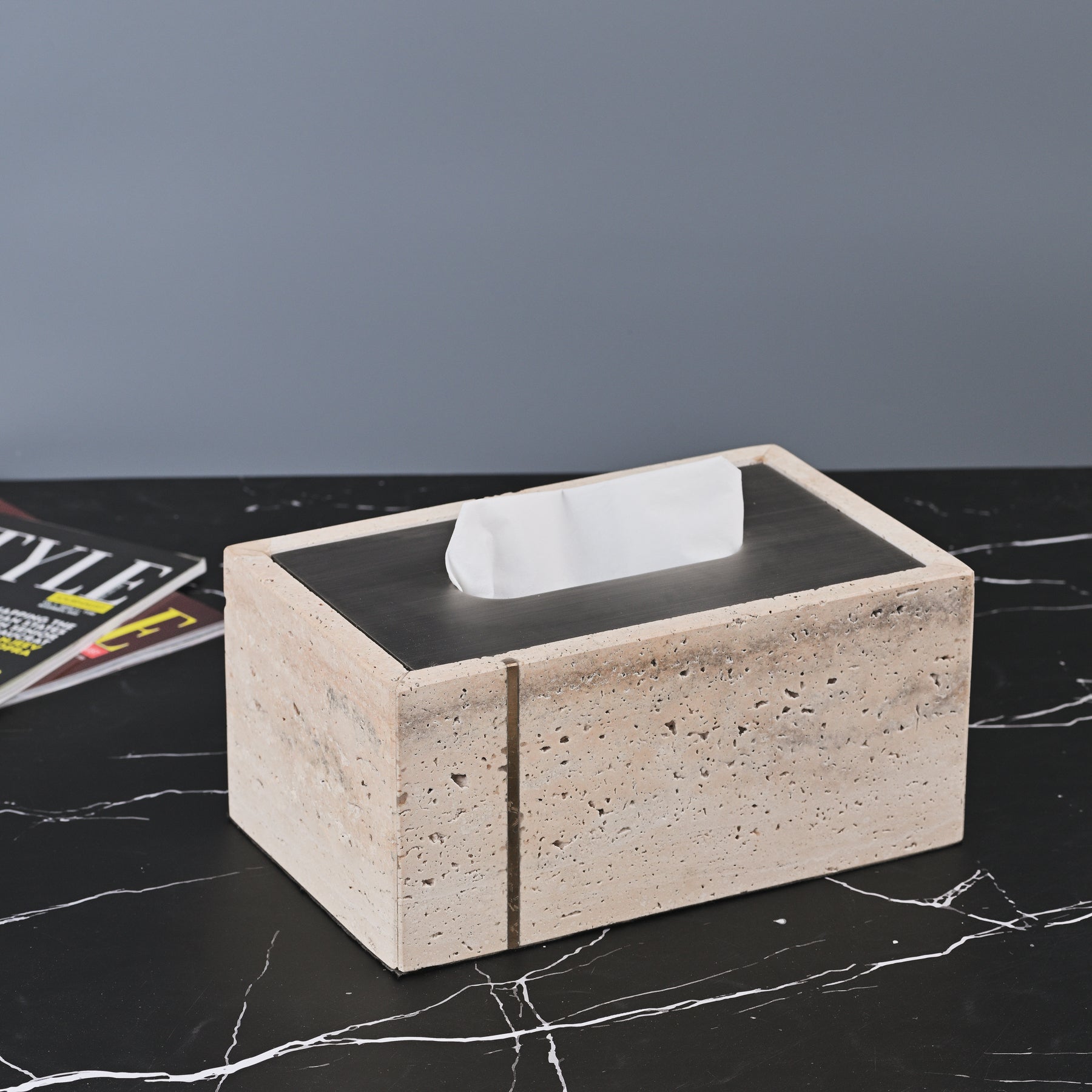 STONE BEIGE TISSUE BOX 