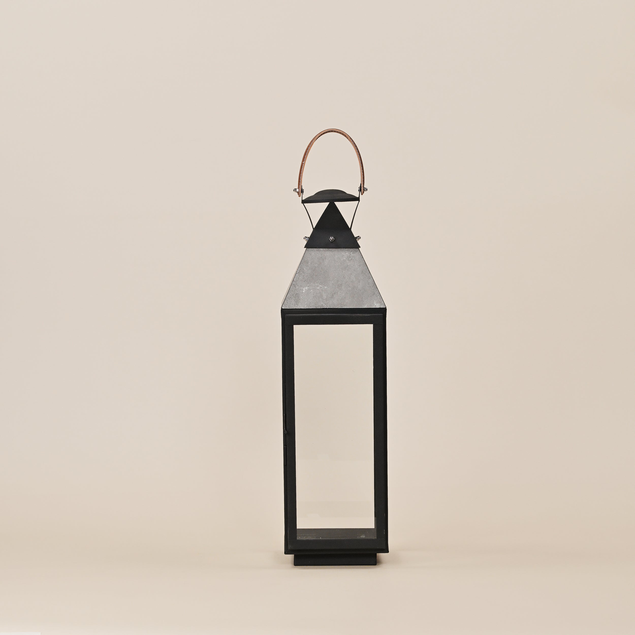 MILD STEEL LANTERN WITH LEATHER HANDLE LARGE