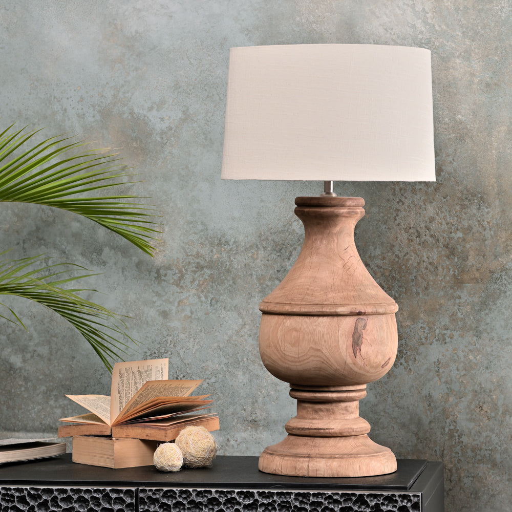 FRENCH STYLE , PATINA FINISH SOLID WOOD TABLE LAMP