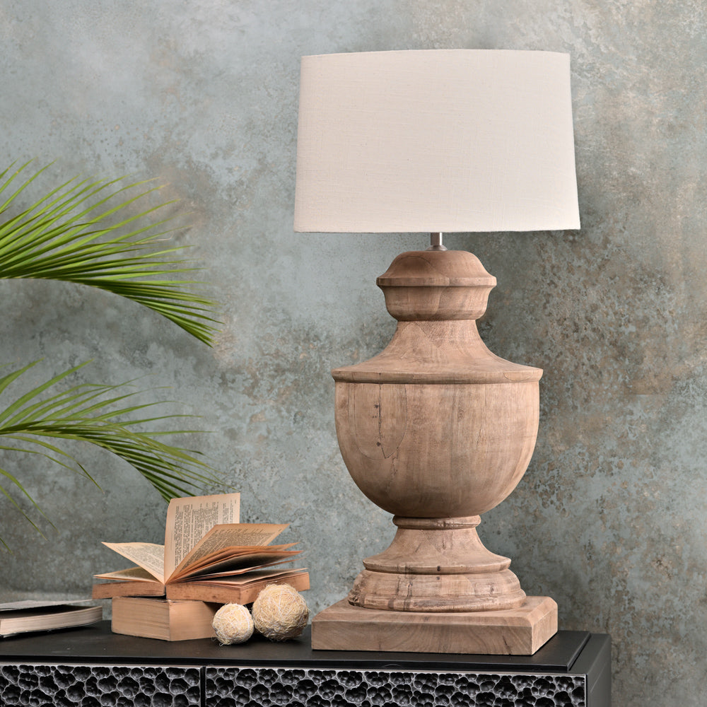 FRENCH STYLE , PATINA FINISH SOLID WOOD TABLE LAMP