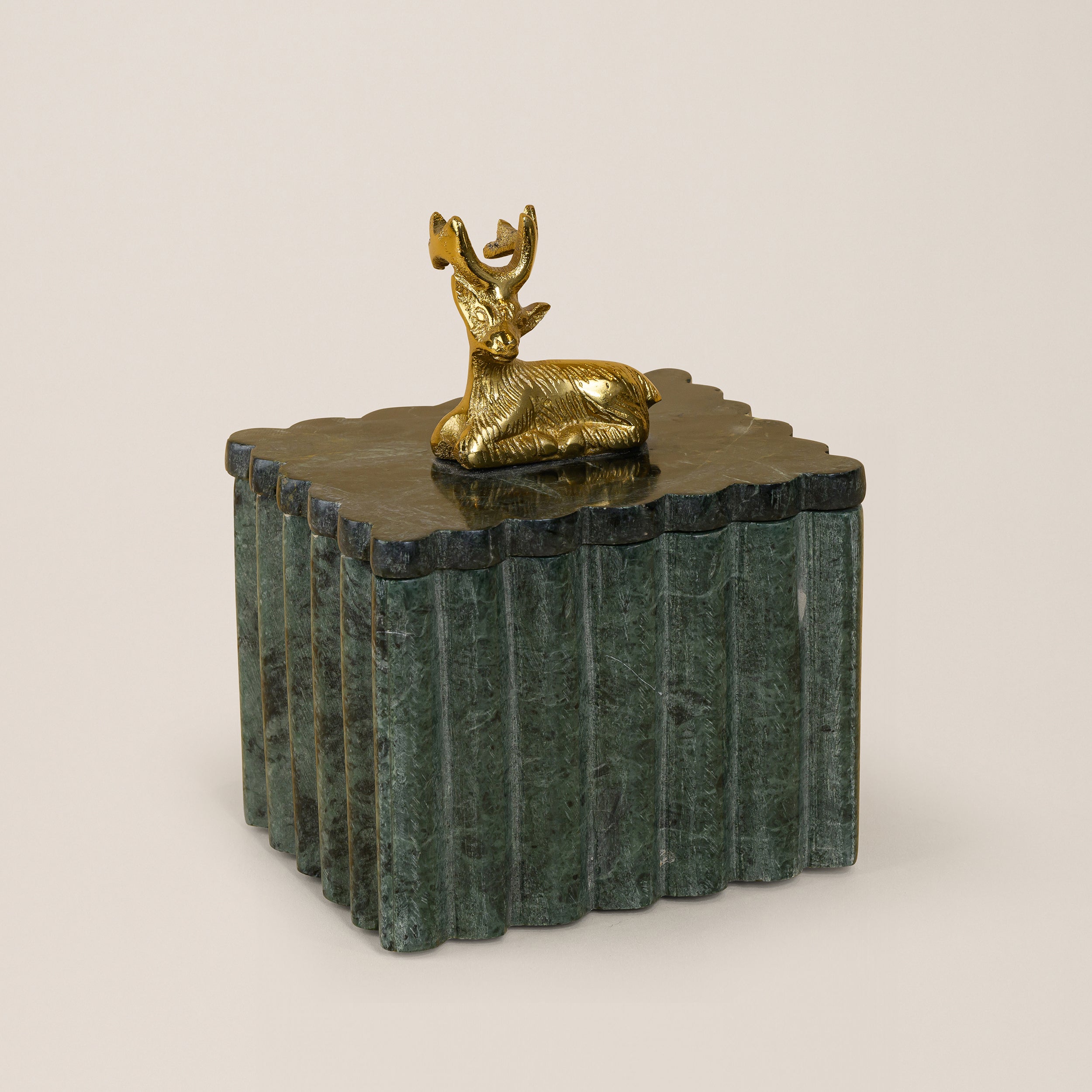 GREEN MARBLE FLUT BOX DEER NOBE