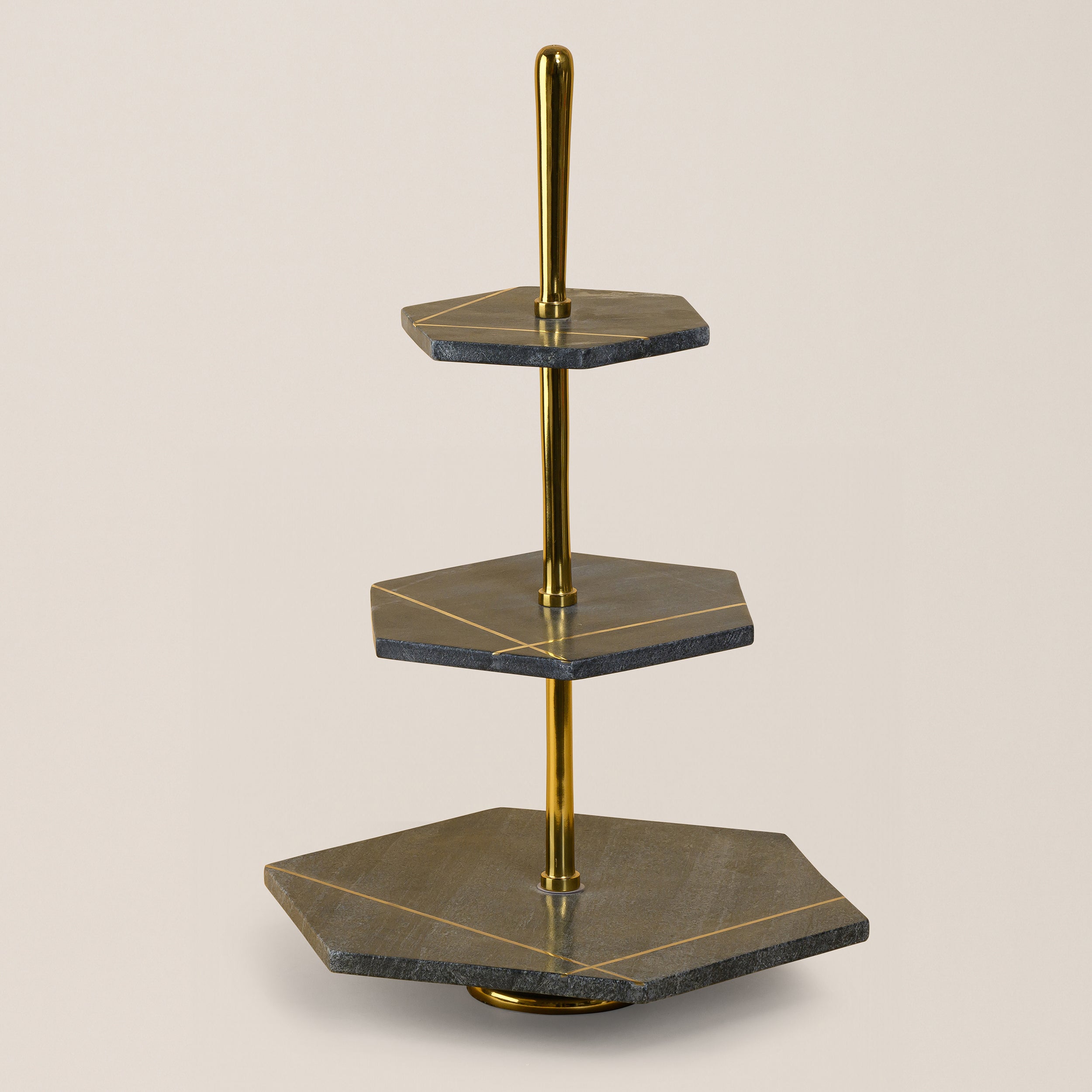 BLACK MARBLE THREE TEIR CAKE STAND