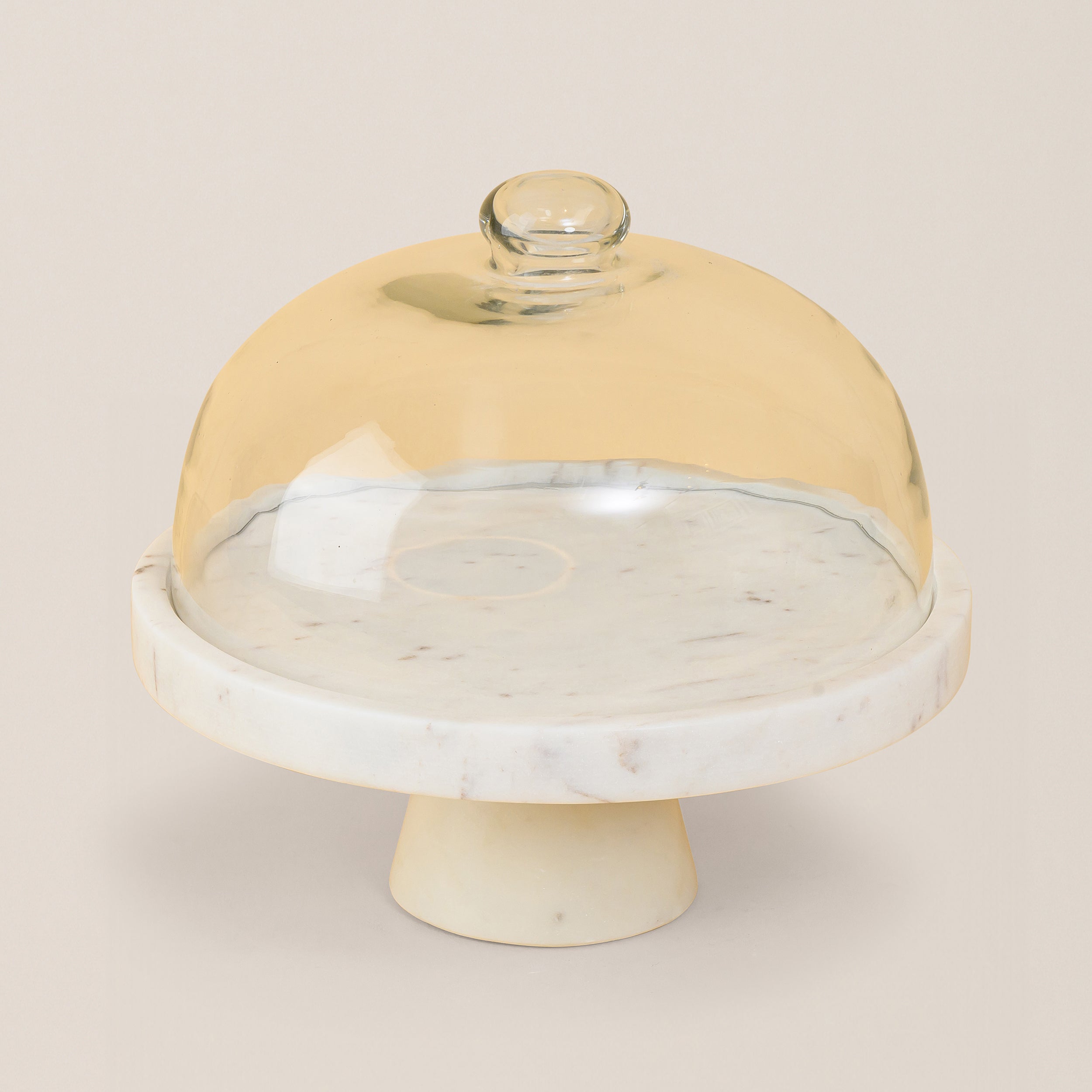 WHITE MARBLE CAKE STAND WITH DOME